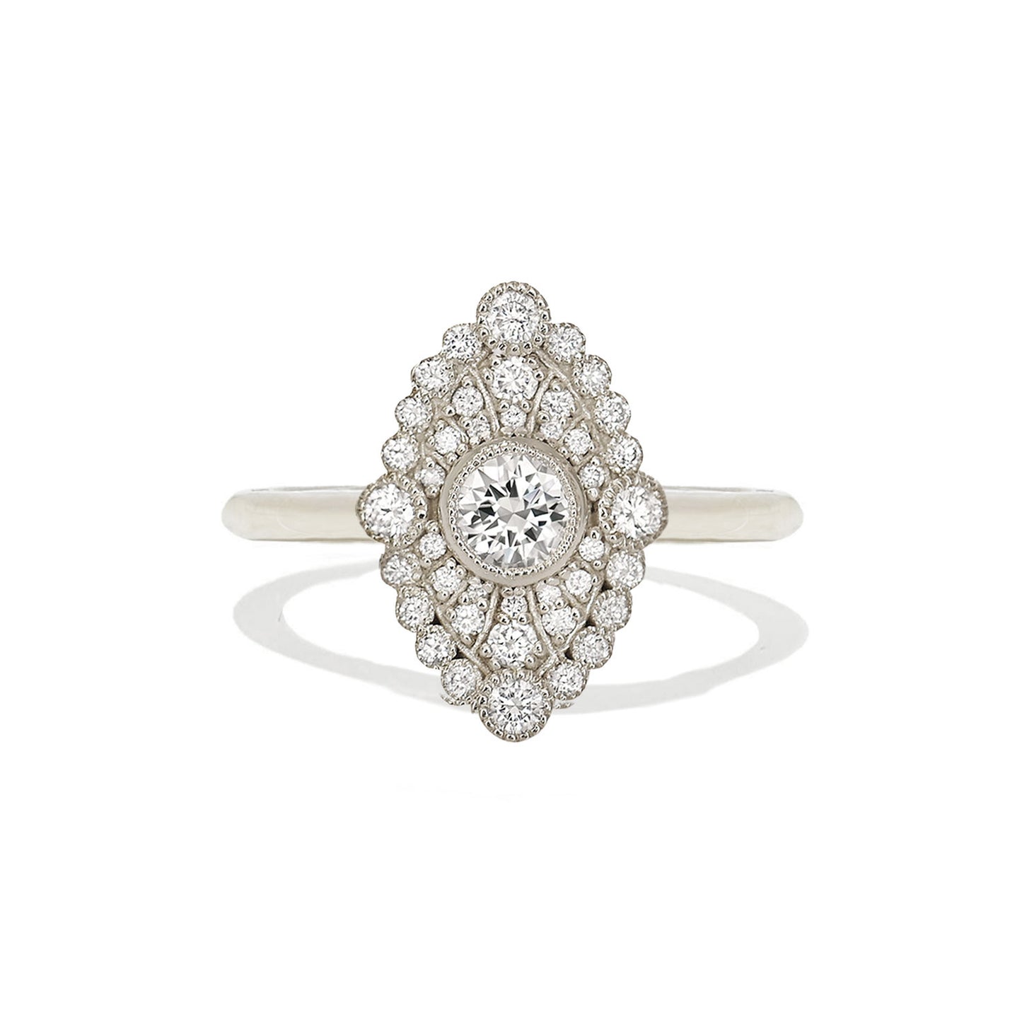 Marquise Shape Round Diamond Mosaic Ring