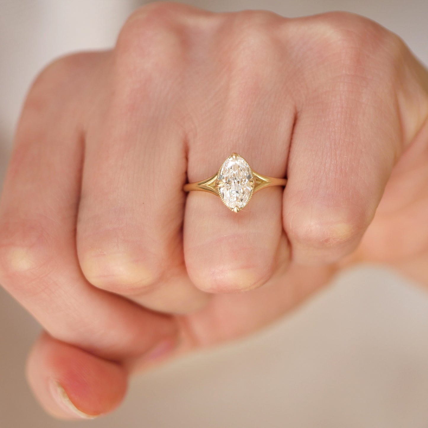 Split Shank Moval Diamond Solitaire