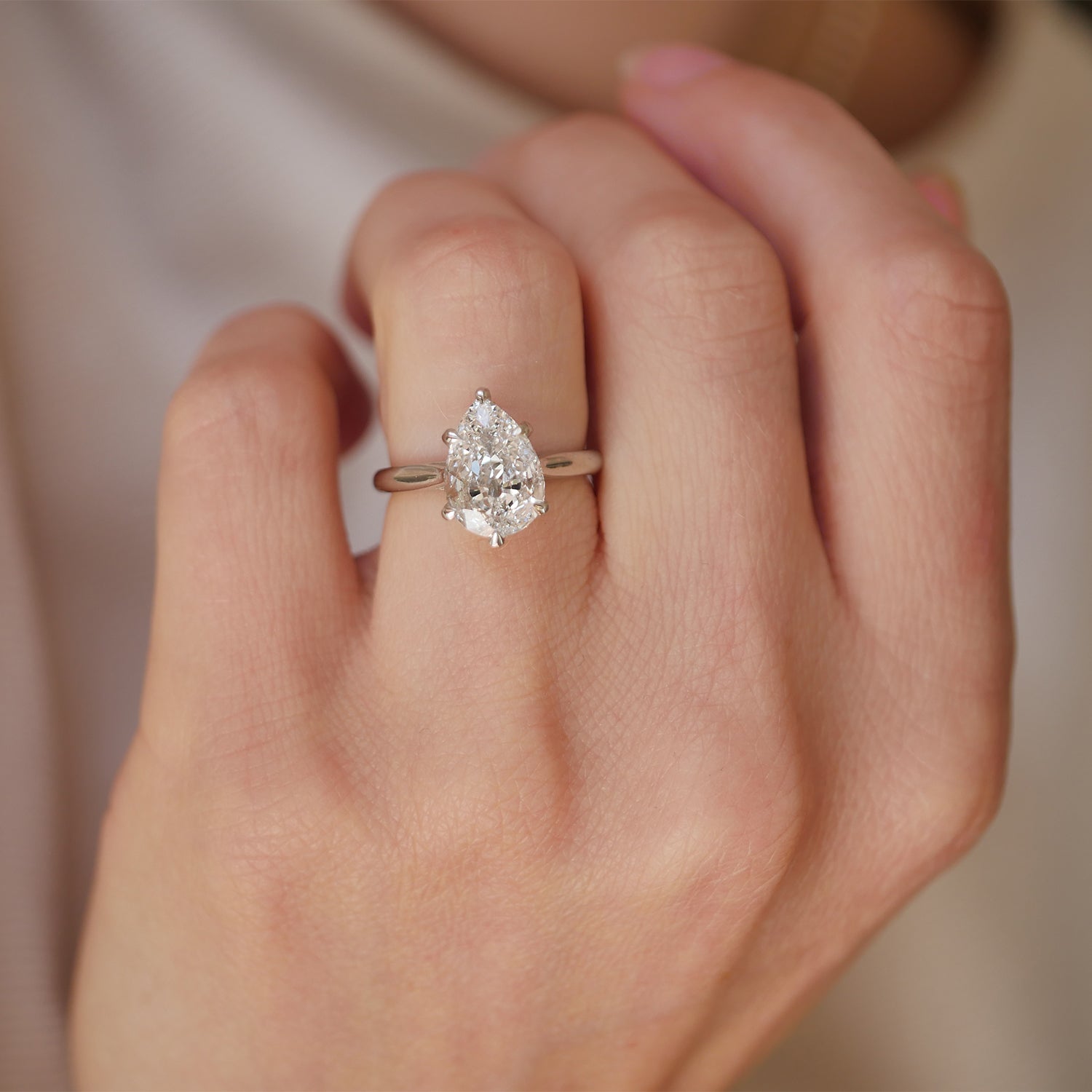 Antique Pear Diamond Solitaire Ring Berlinger Jewelry