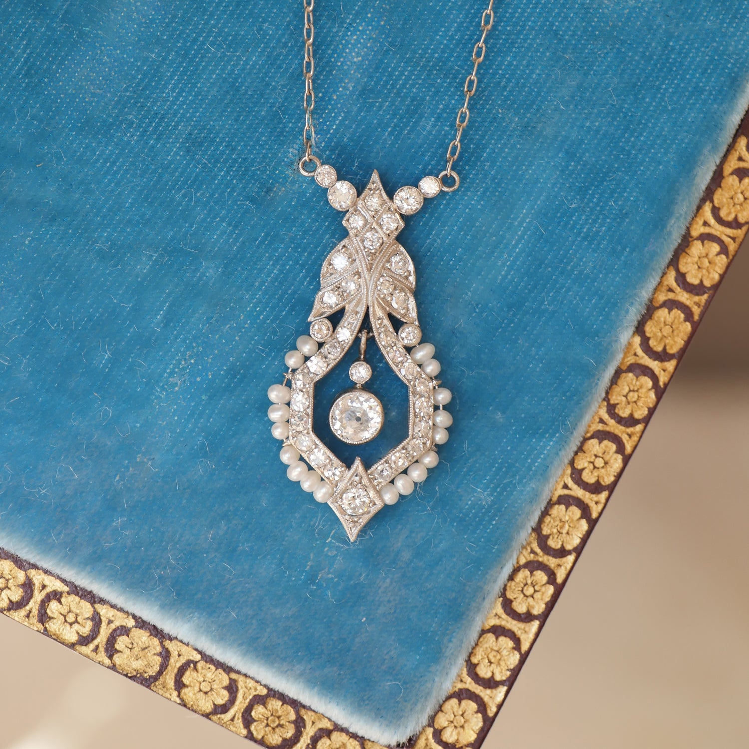 Antique Diamond and Seed Pearl Necklace