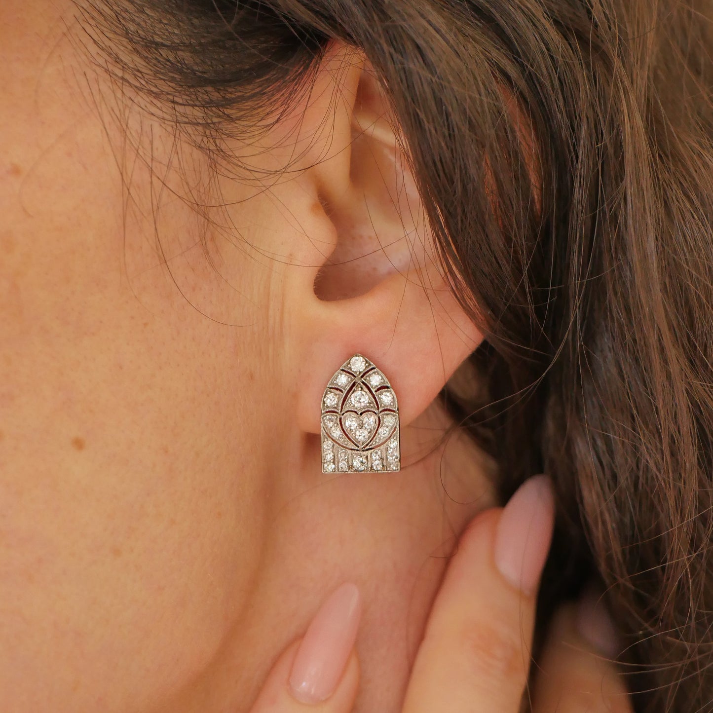Antique Cathedral Diamond Earrings