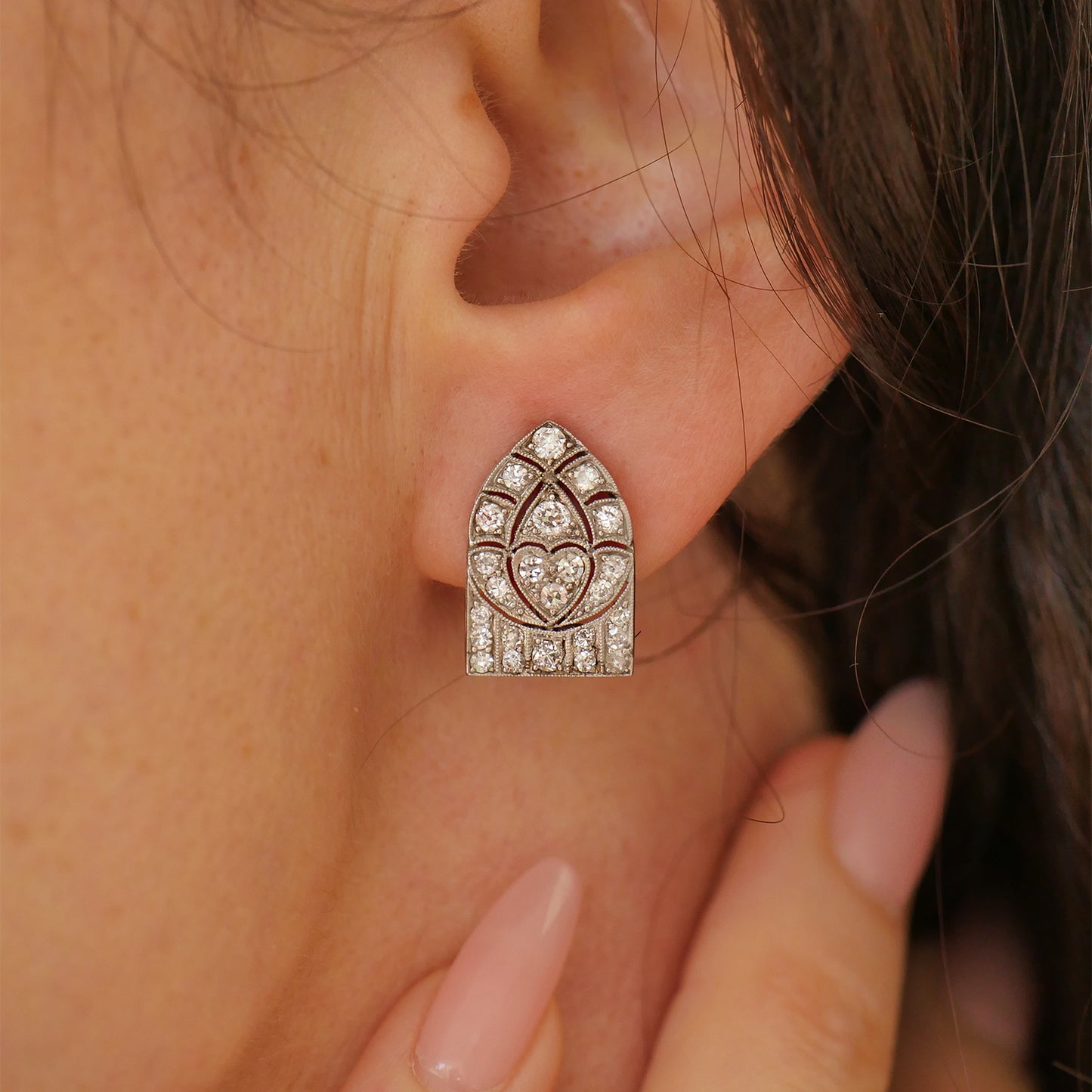 Antique Cathedral Diamond Earrings