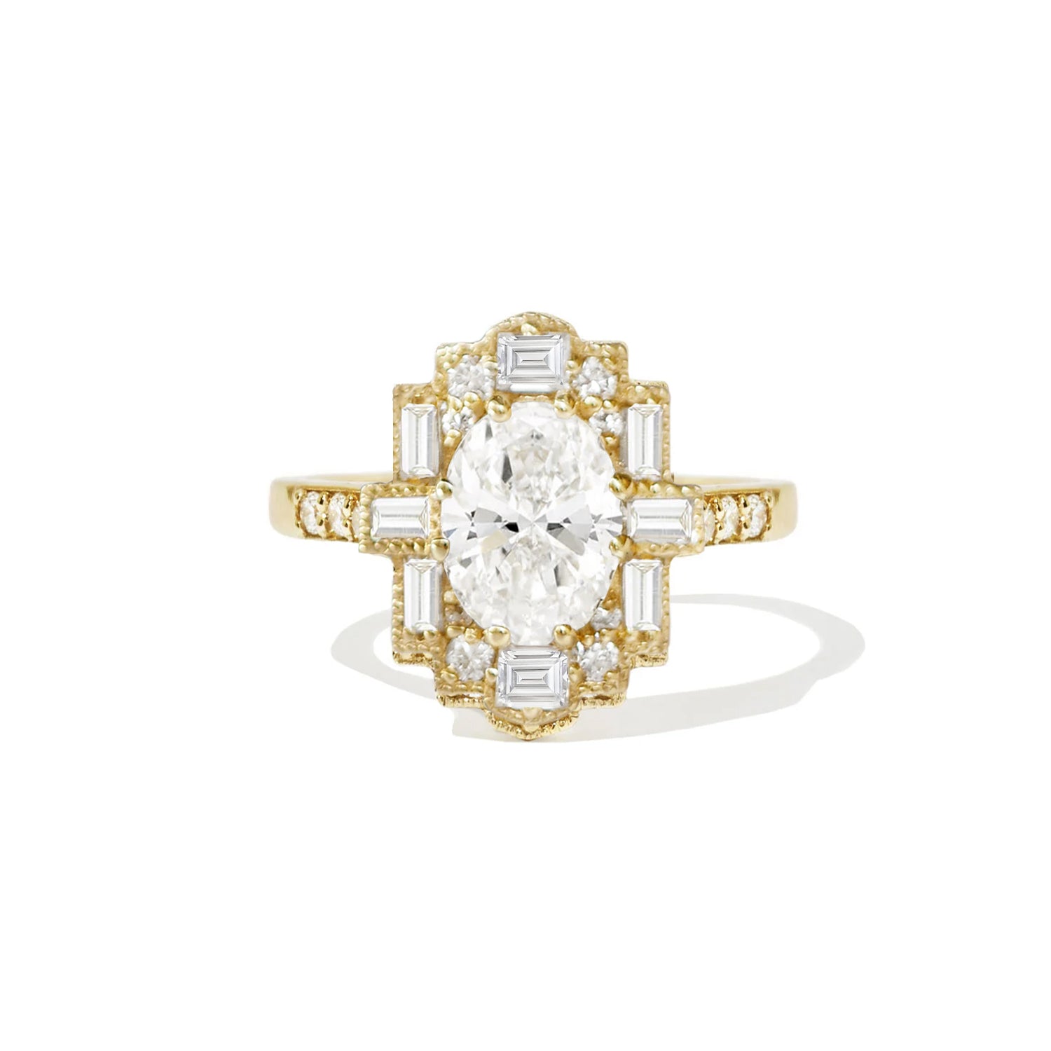 Oval Deco Halo Diamond Mosaic Ring