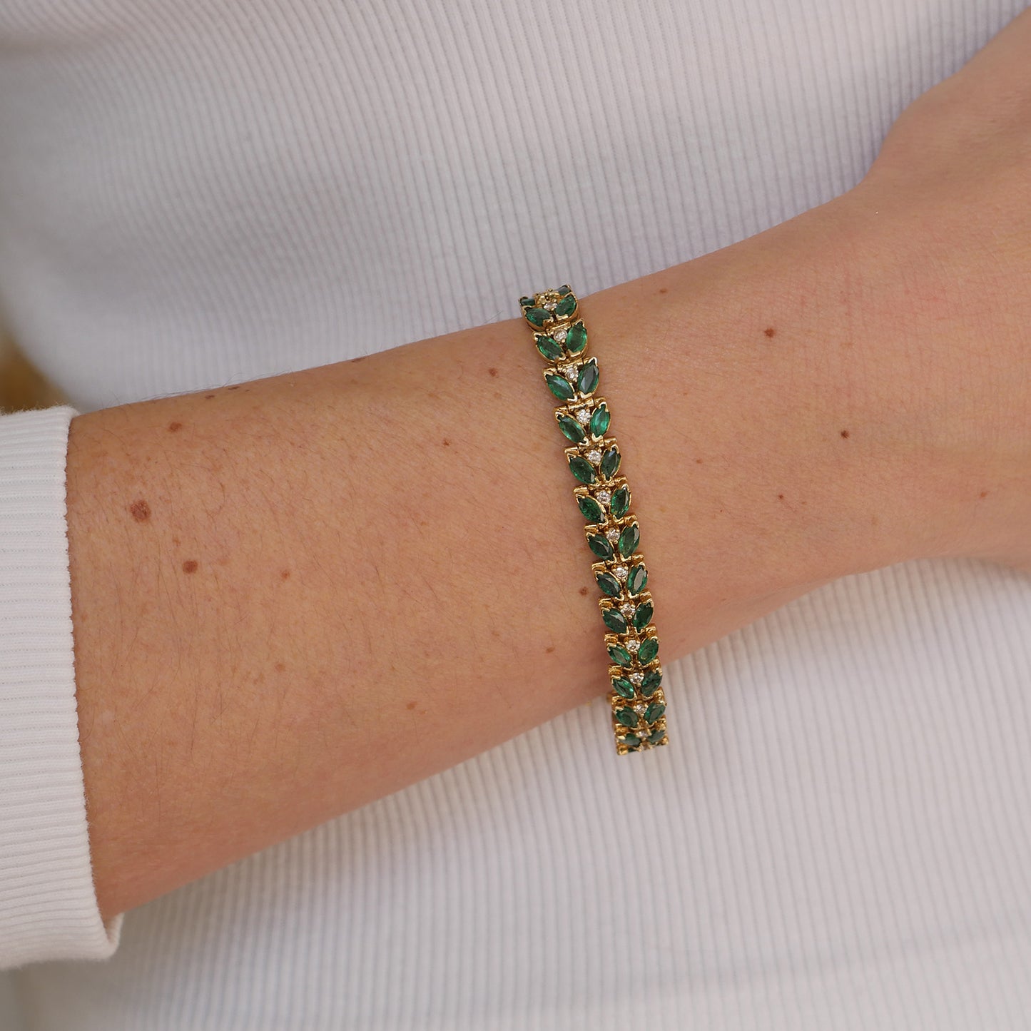 Vintage Emerald and Diamond Tennis Bracelet