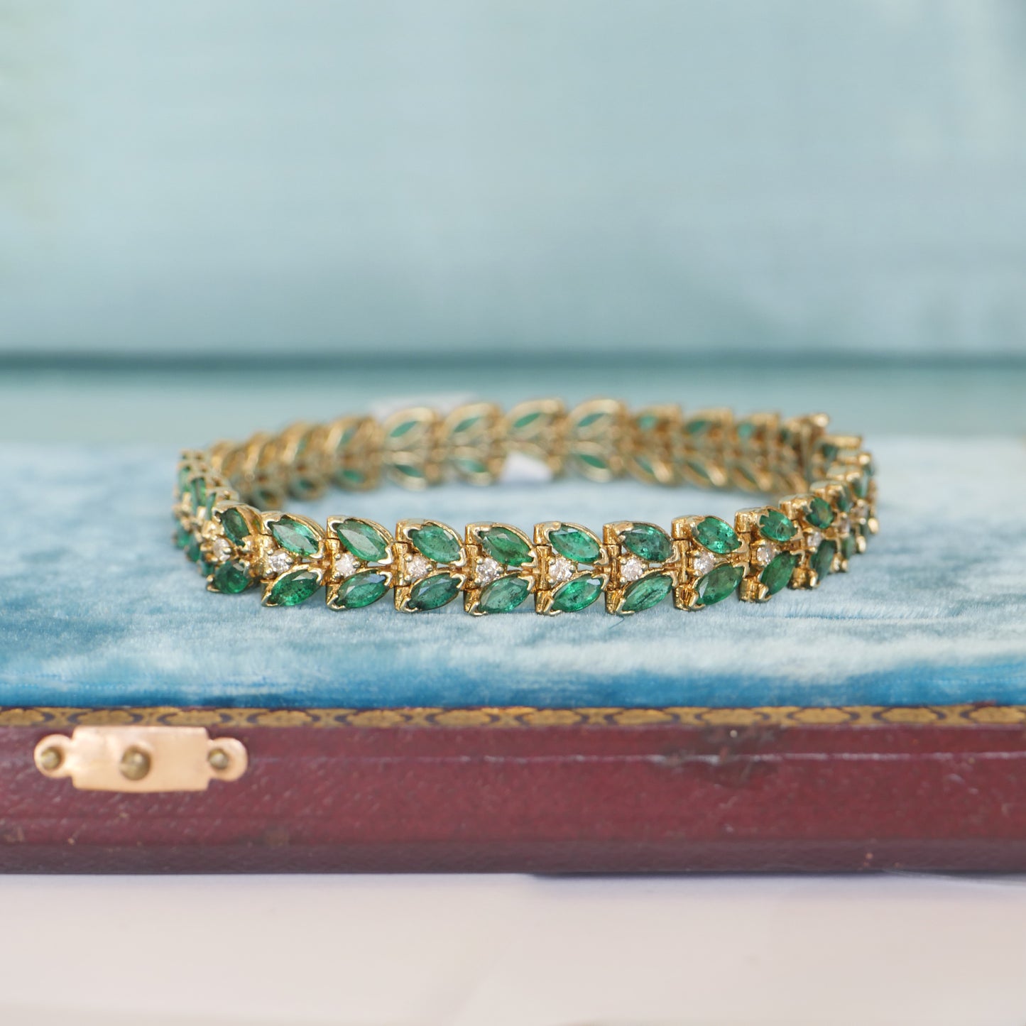 Vintage Emerald and Diamond Tennis Bracelet