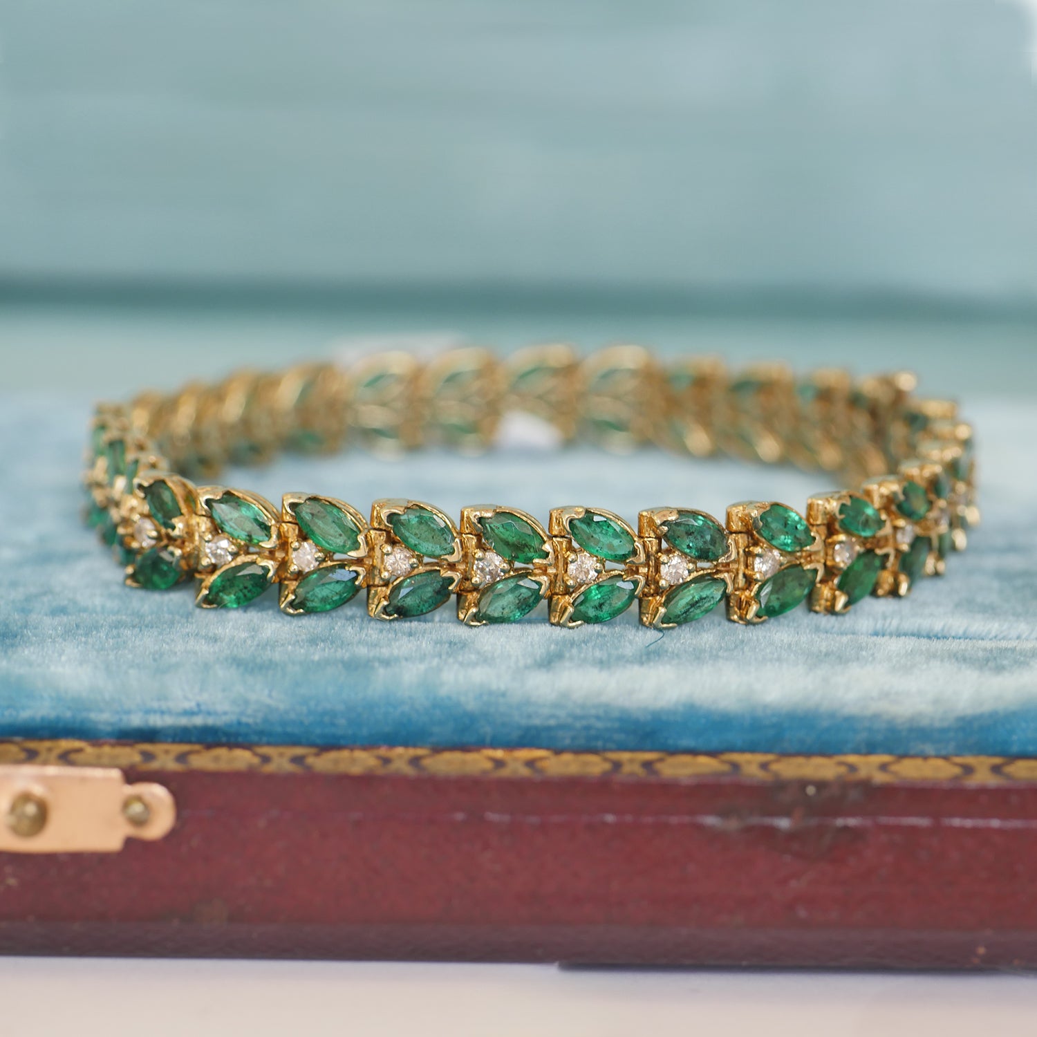 Vintage Emerald and Diamond Tennis Bracelet
