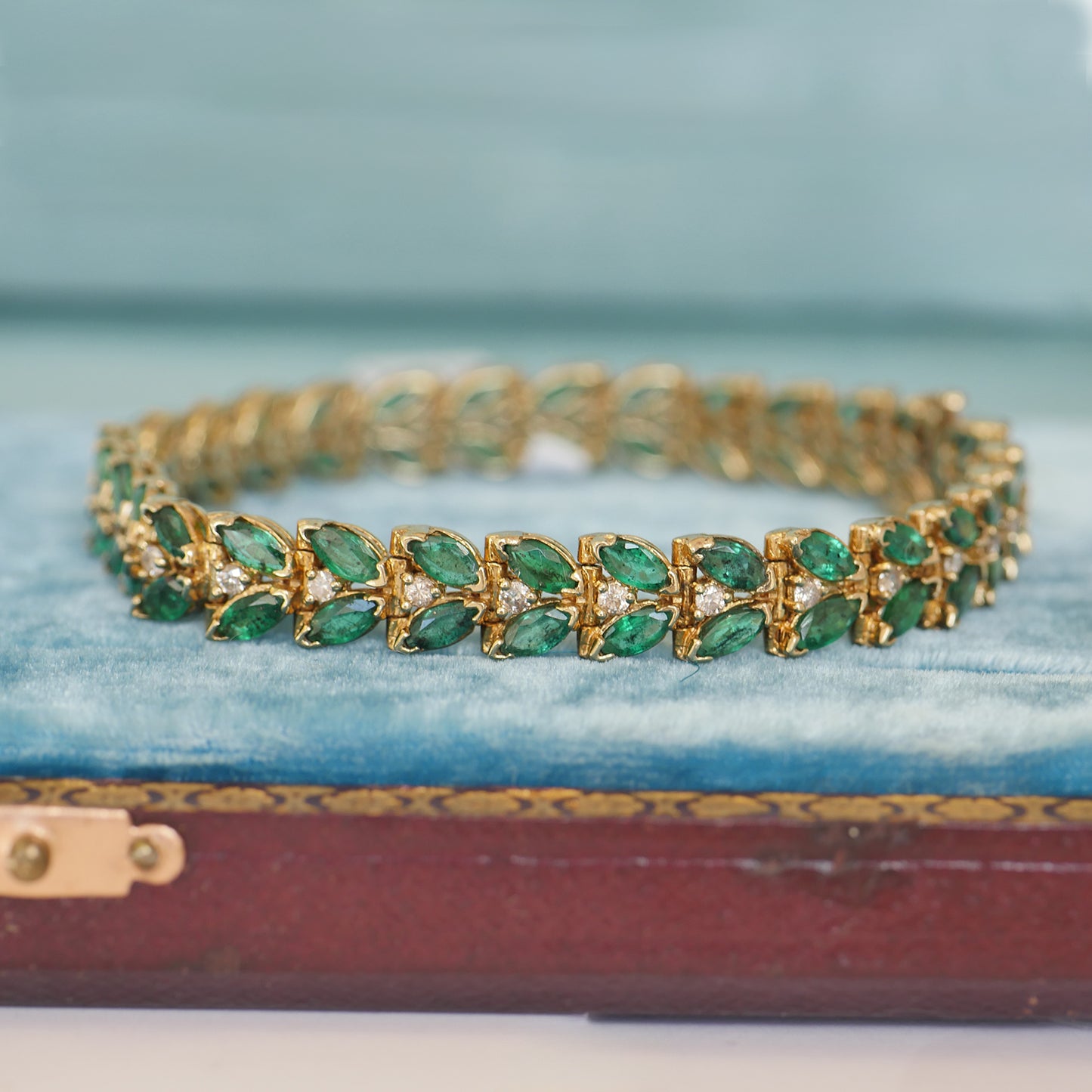 Vintage Emerald and Diamond Tennis Bracelet