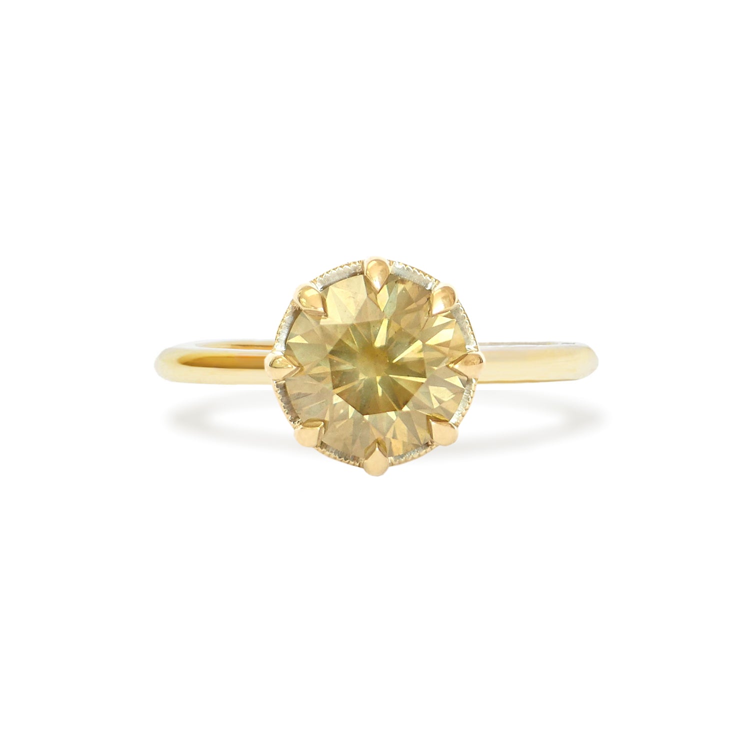 Opalescent Yellow Brown Diamond Solitaire