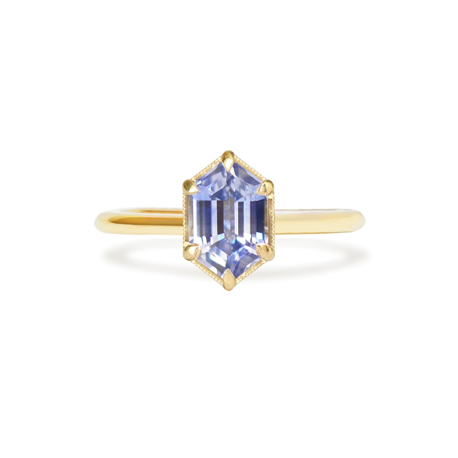 Cornflower Blue Hexagon Sapphire Solitaire