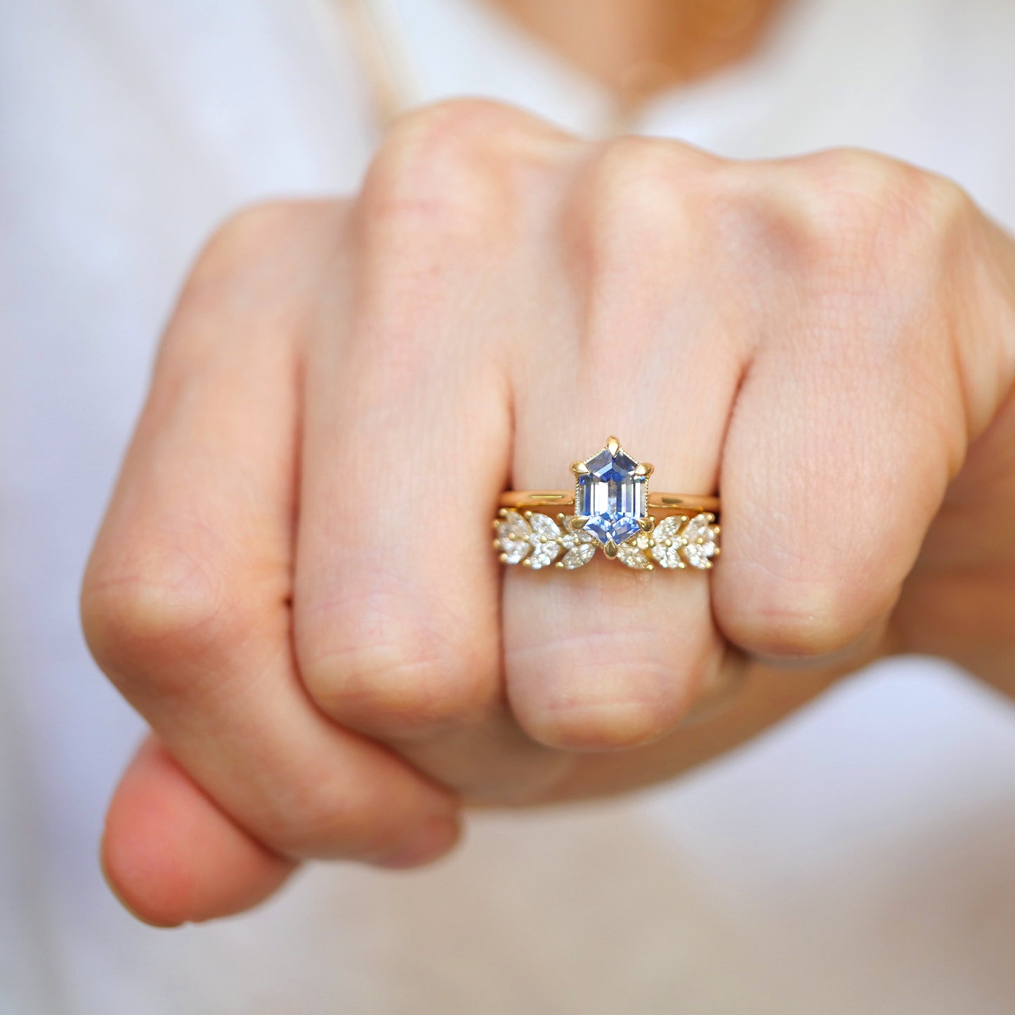 Cornflower Blue Hexagon Sapphire Solitaire