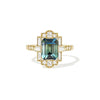 Teal Sapphire Emerald Cut Diamond Mosaic Ring