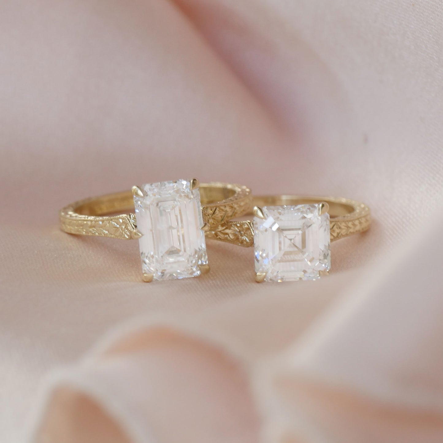 Moonflower Emerald Cut Diamond Ring