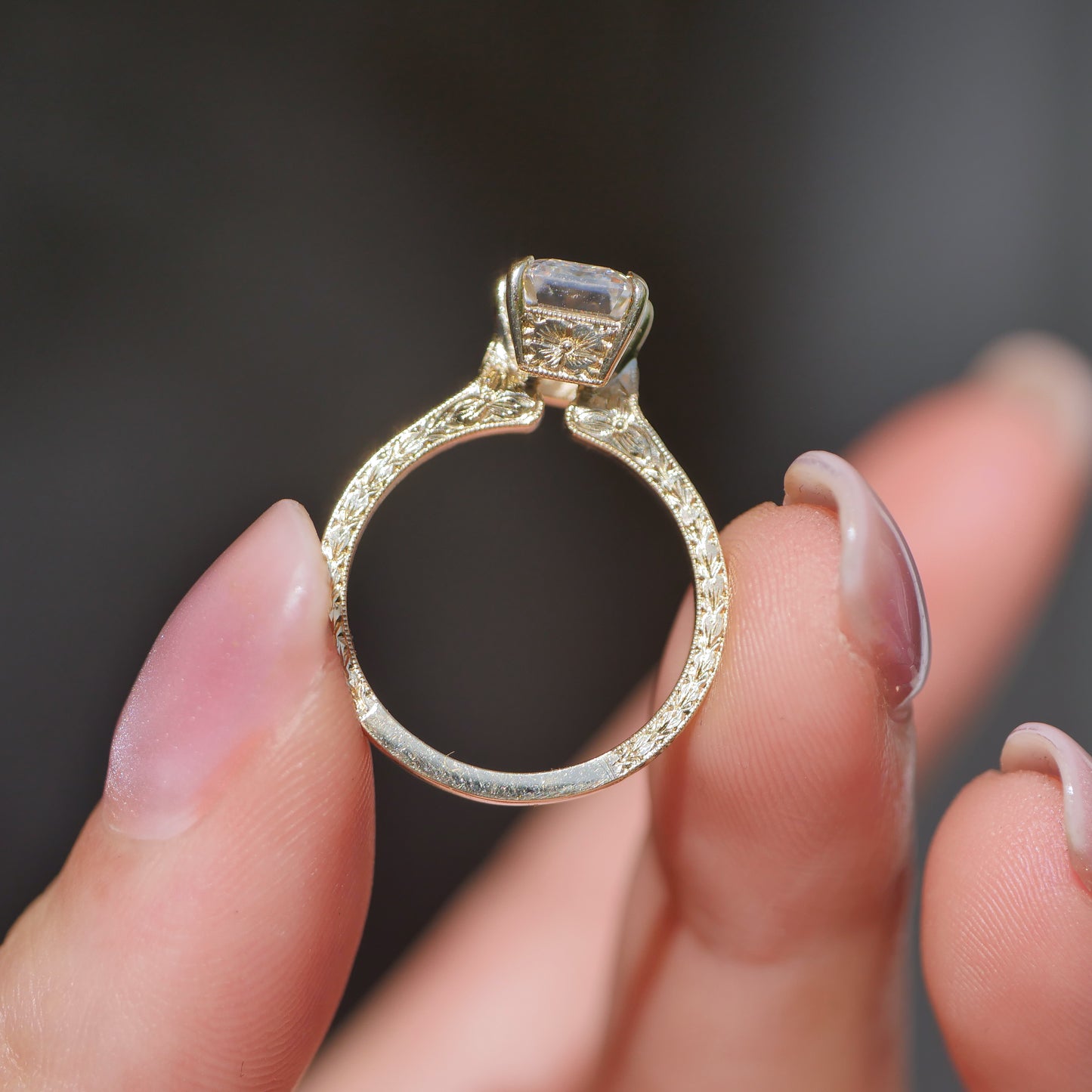 Moonflower Emerald Cut Diamond Ring