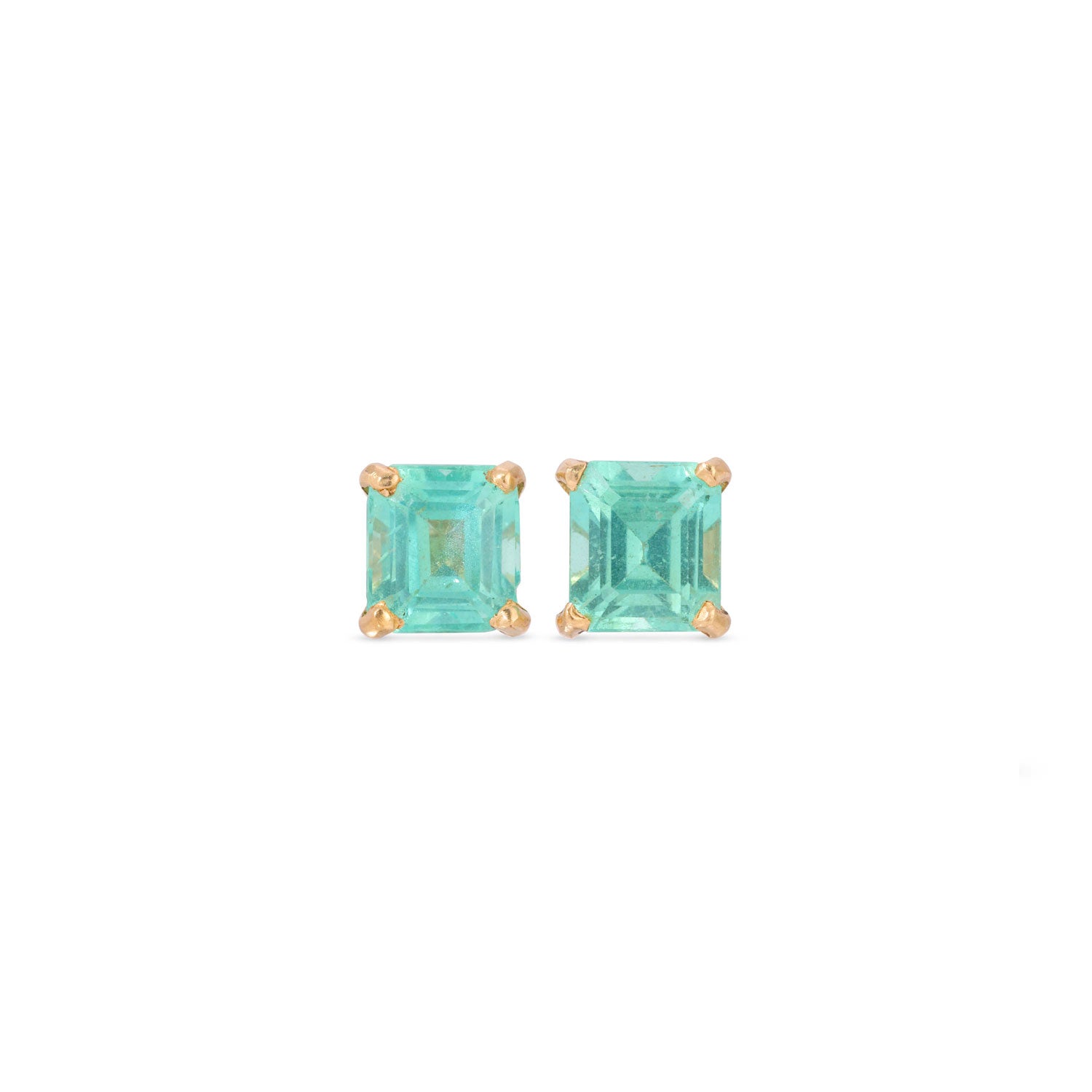 Asscher Cut Apatite Stud Earrings