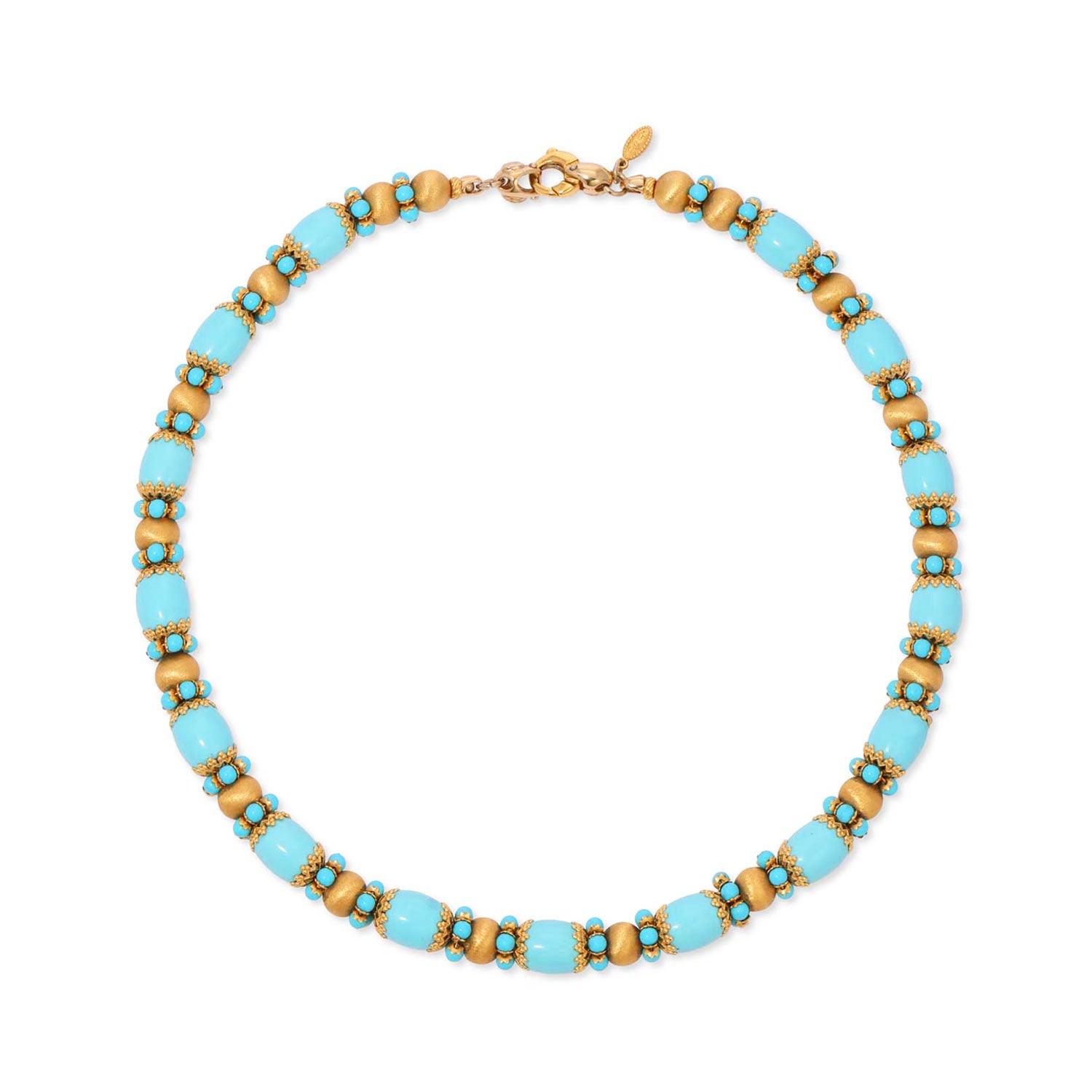 Gold and Turquoise Bead Necklace