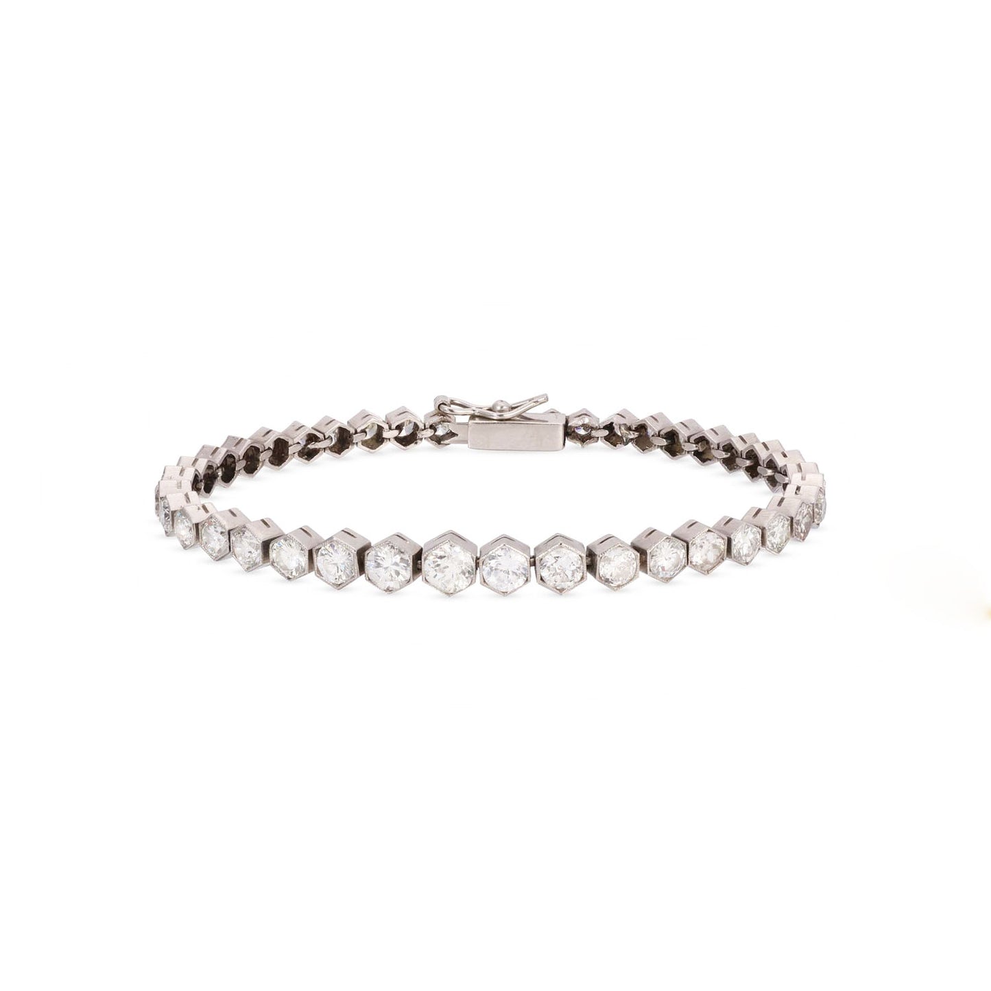 Platinum Hexagon Tennis Bracelet
