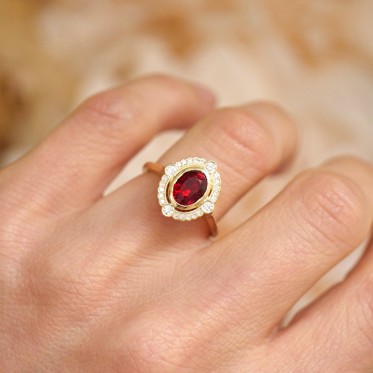 Custom Bella Red Sapphire and Diamond Mosaic Ring