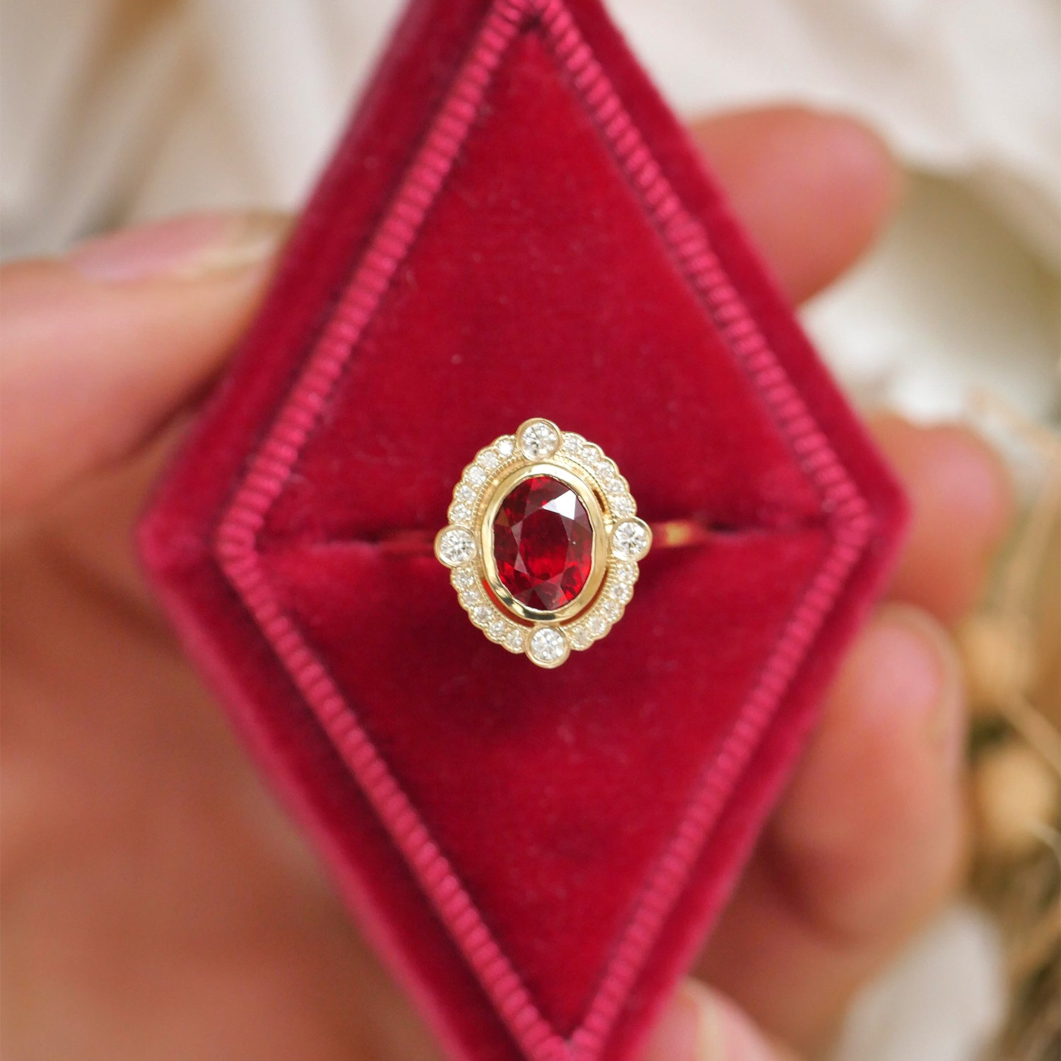 Custom Bella Red Sapphire and Diamond Mosaic Ring | Berlinger Jewelry