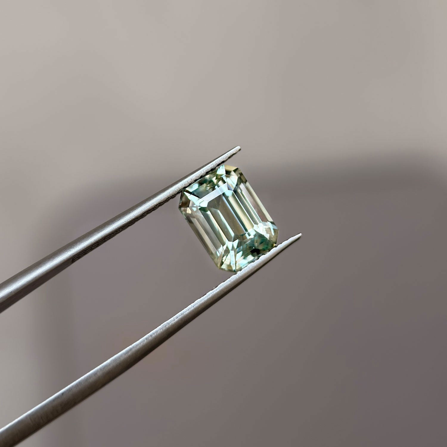3.40 Emerald Cut Light Sage Green Sapphire