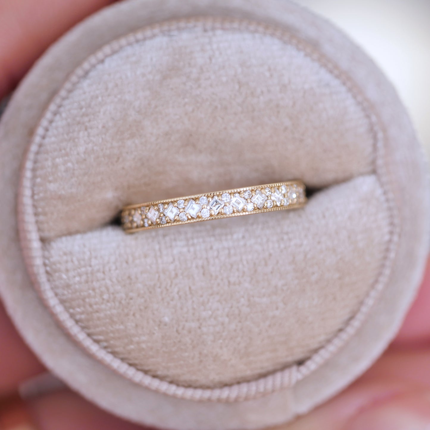 Carré & Round Milgrain Diamond Mosaic Ring