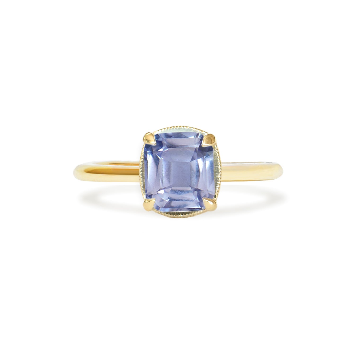 14k yellow gold Cornflower blue sapphire solitaire