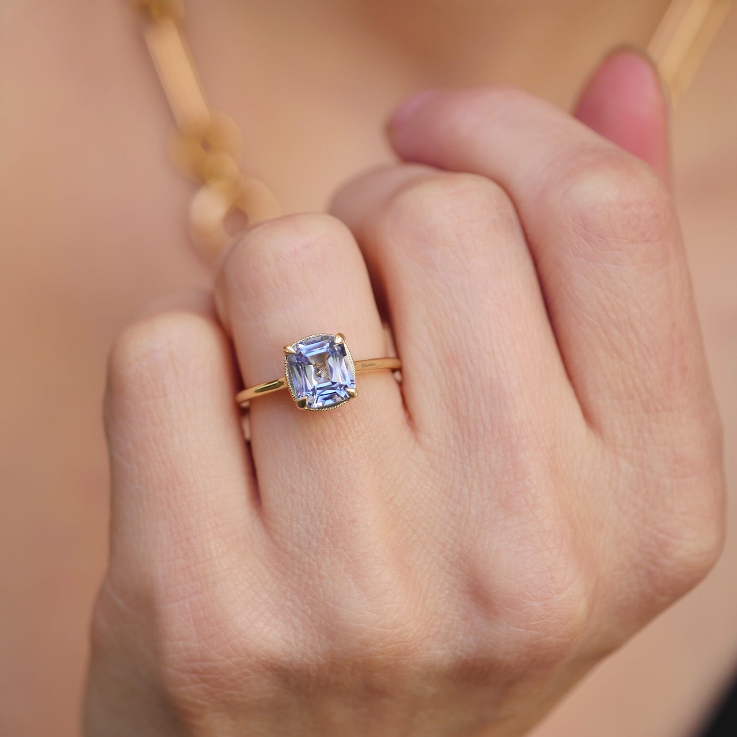 Cornflower Cushion Sapphire Solitaire