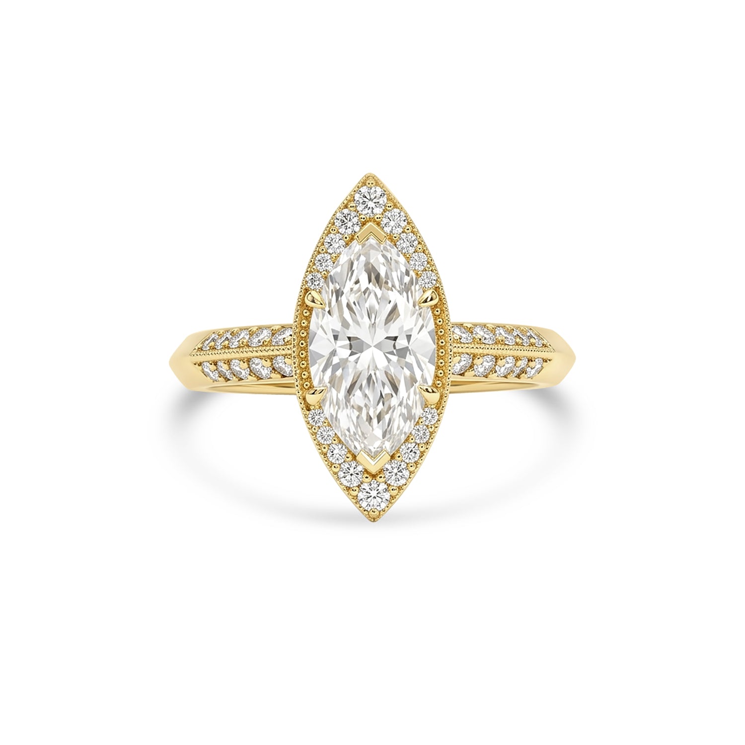 Antique Inspired Marquise-Cut Diamond Engagement Ring