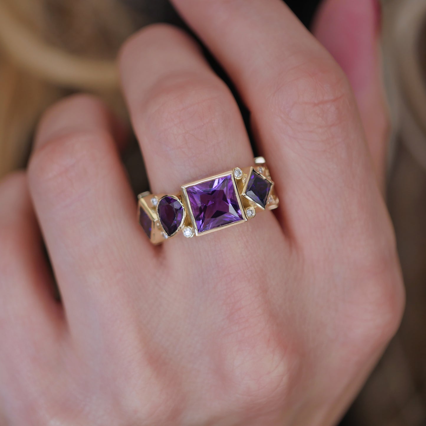 Custom Bezel Amethyst Eternity Band