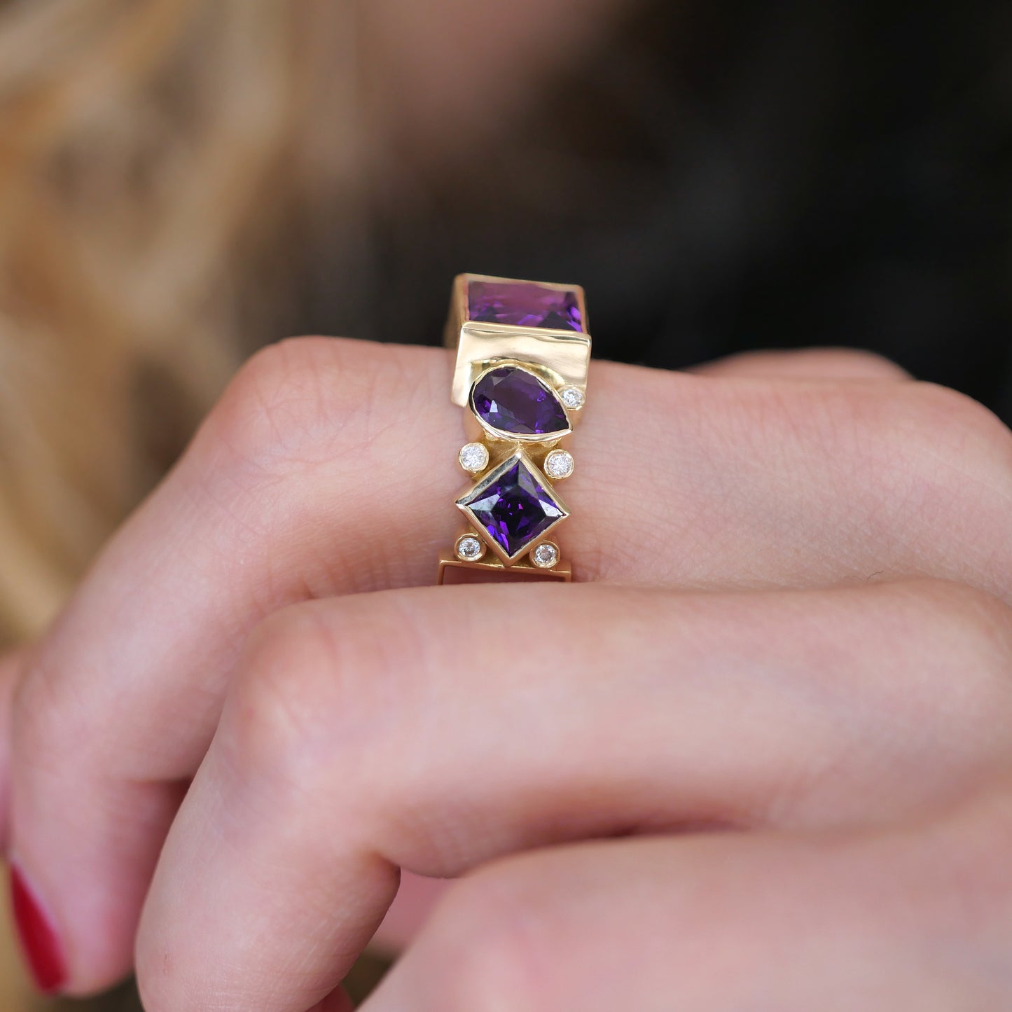 Custom Bezel Amethyst Eternity Band
