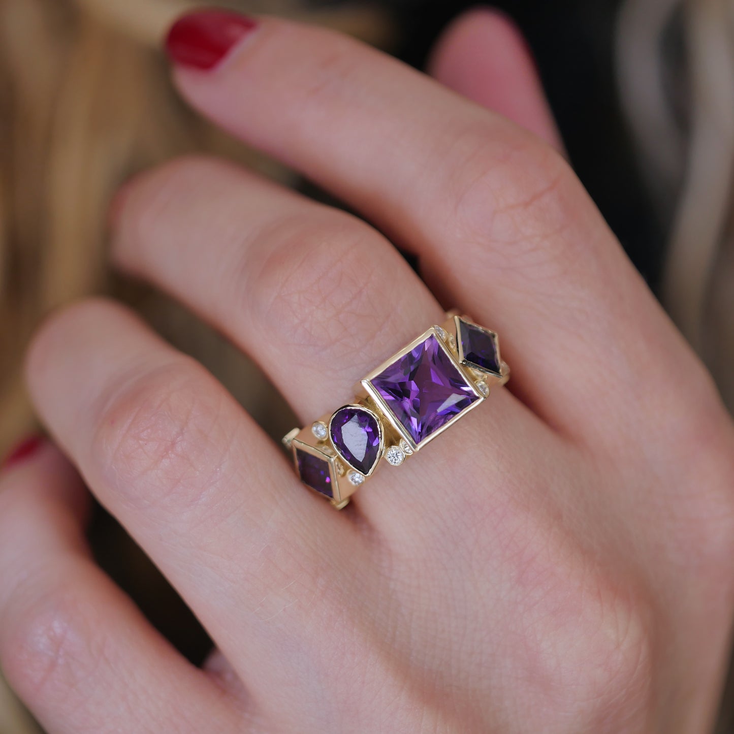 Custom Bezel Amethyst Eternity Band
