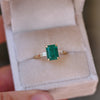 Custom Emerald Cut Emerald 3 Stone Engagement Ring