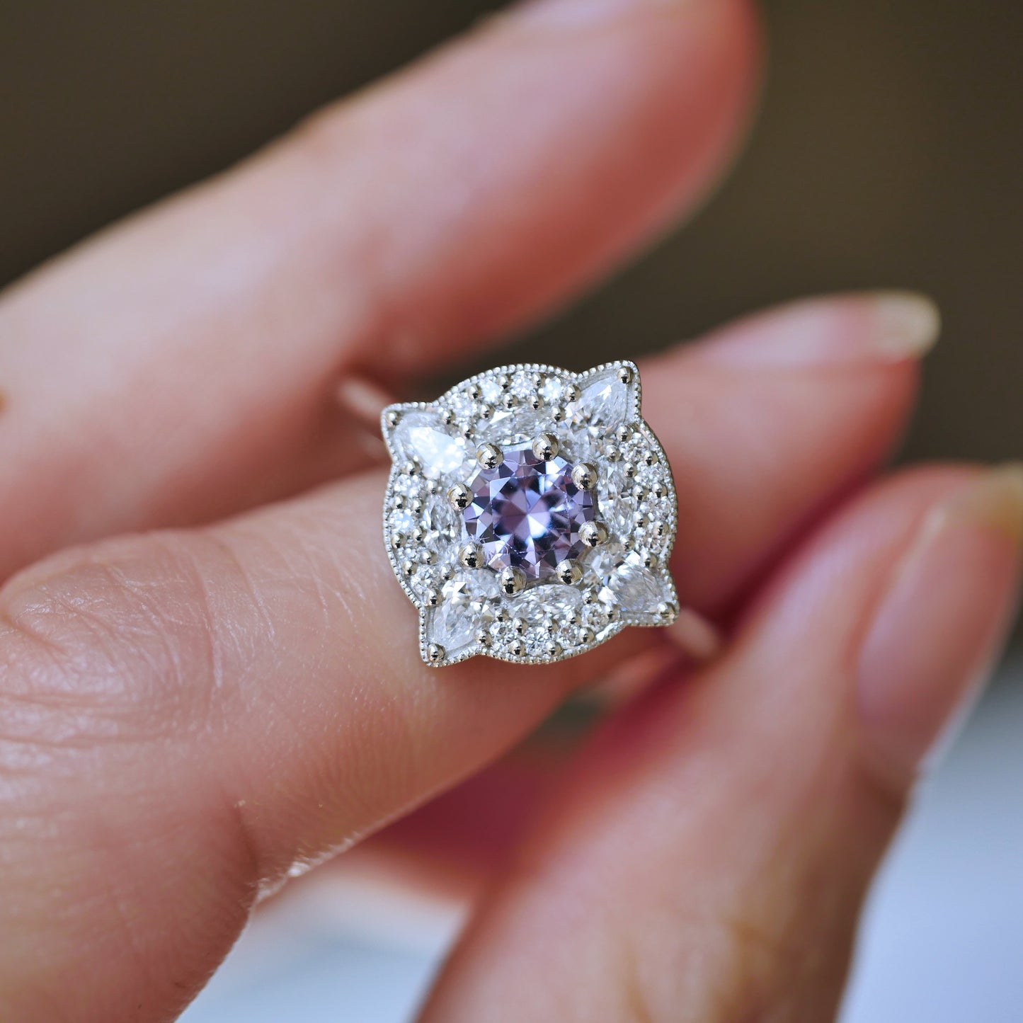 Custom Flora Diamond Mosaic Ring