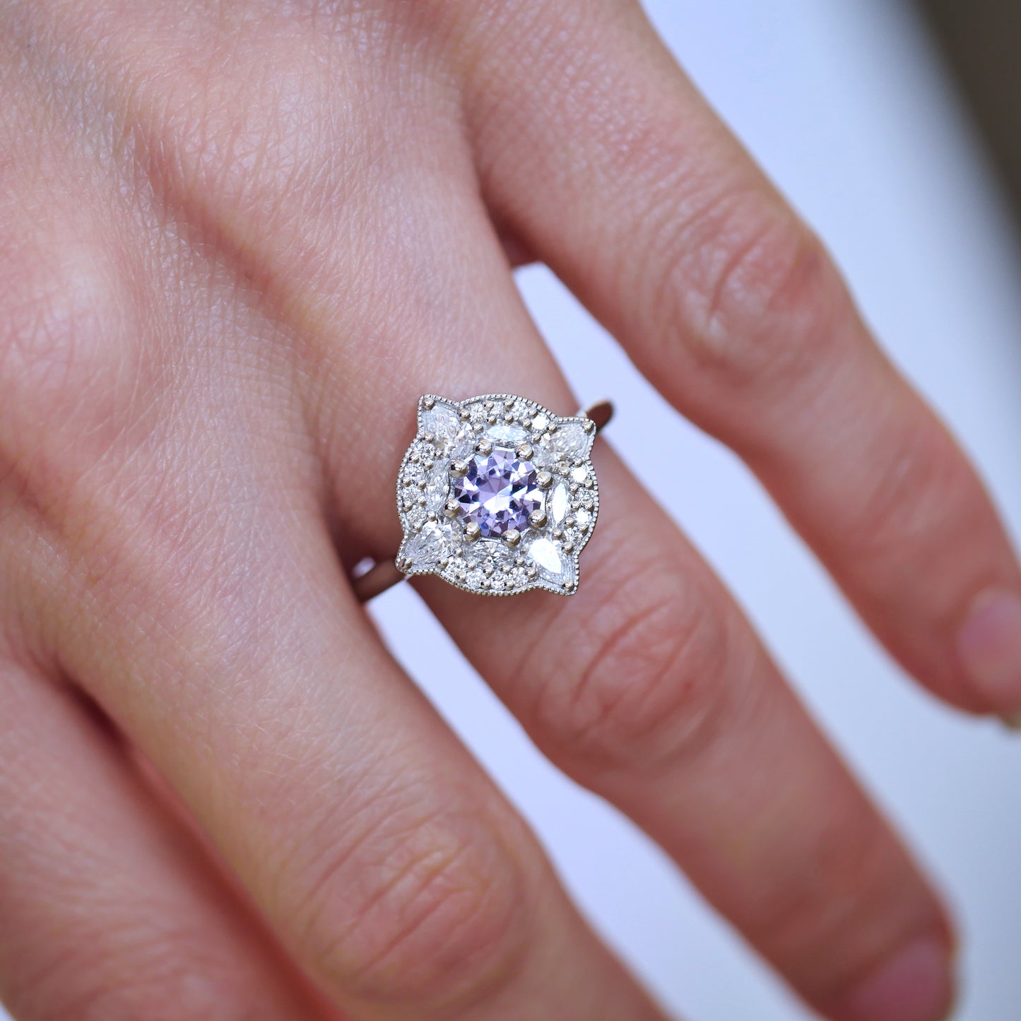 Custom Flora Diamond Mosaic Ring