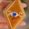 Custom Blue Sapphire Oval Marquise & Round Ring w/ Pave Band