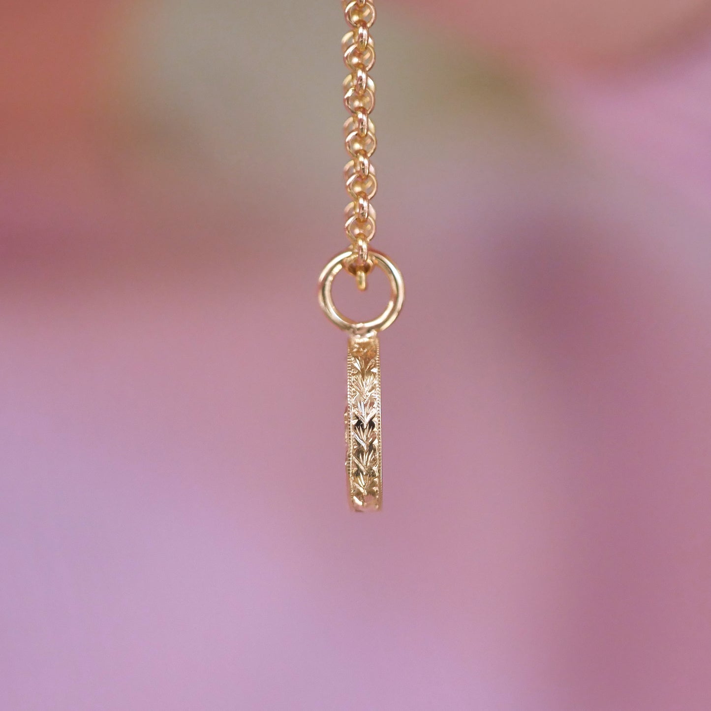 Custom Oval Wave & Wheat Engraved Pendant