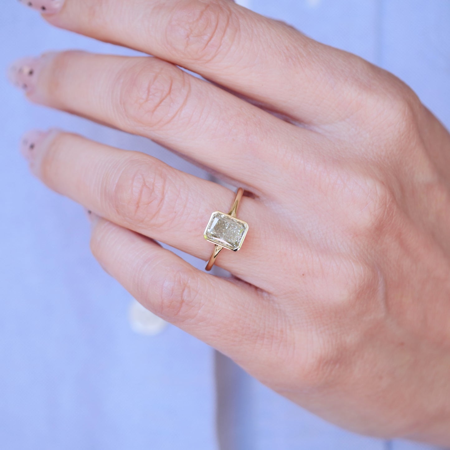 Custom Radiant Cut Bezel Ring