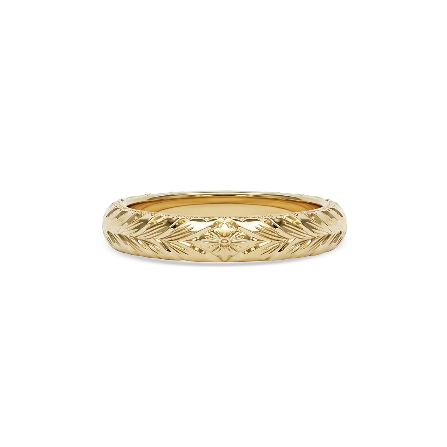 Custom Wheat Engraved Wedding Band