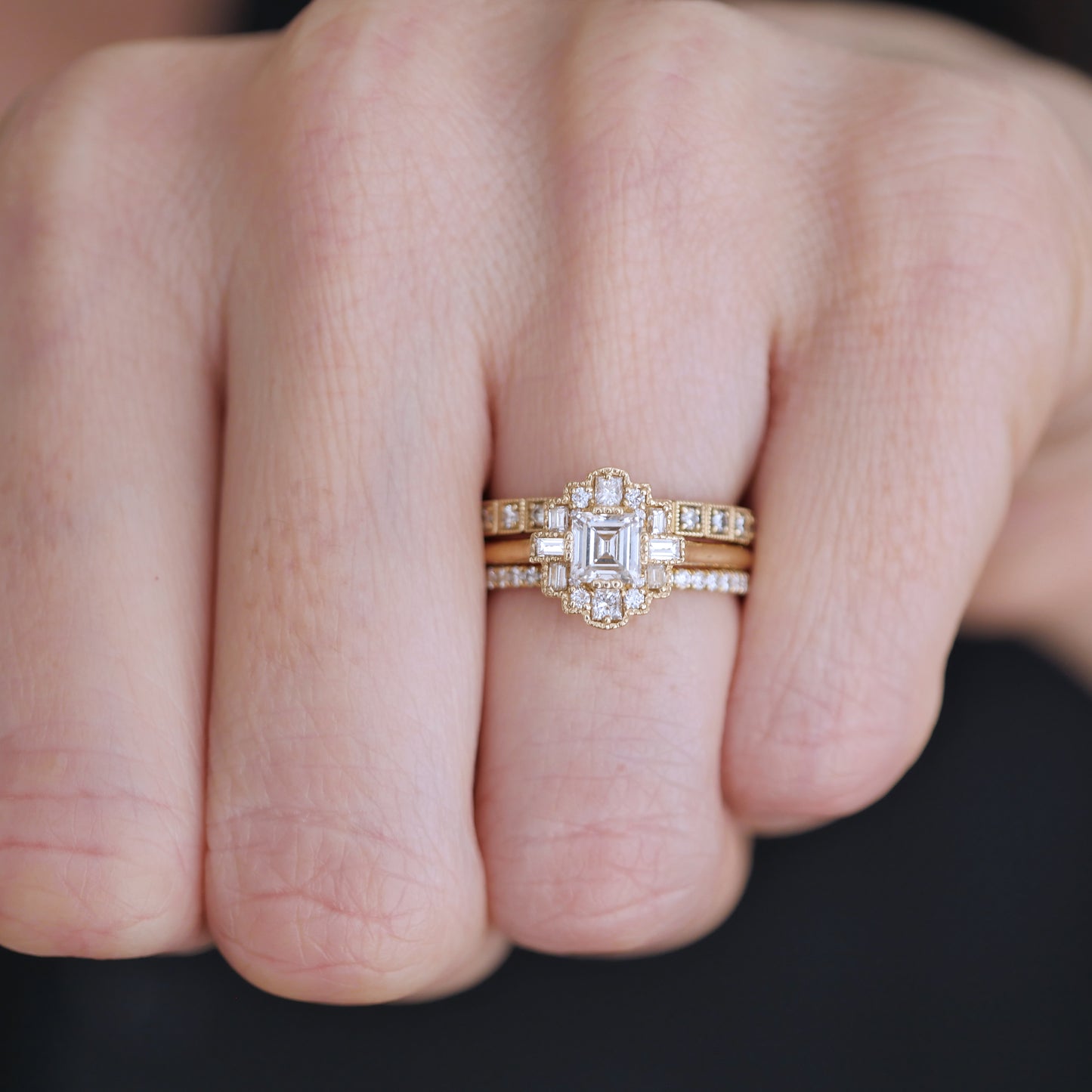 Deco Asscher Cut Diamond Mosaic Ring