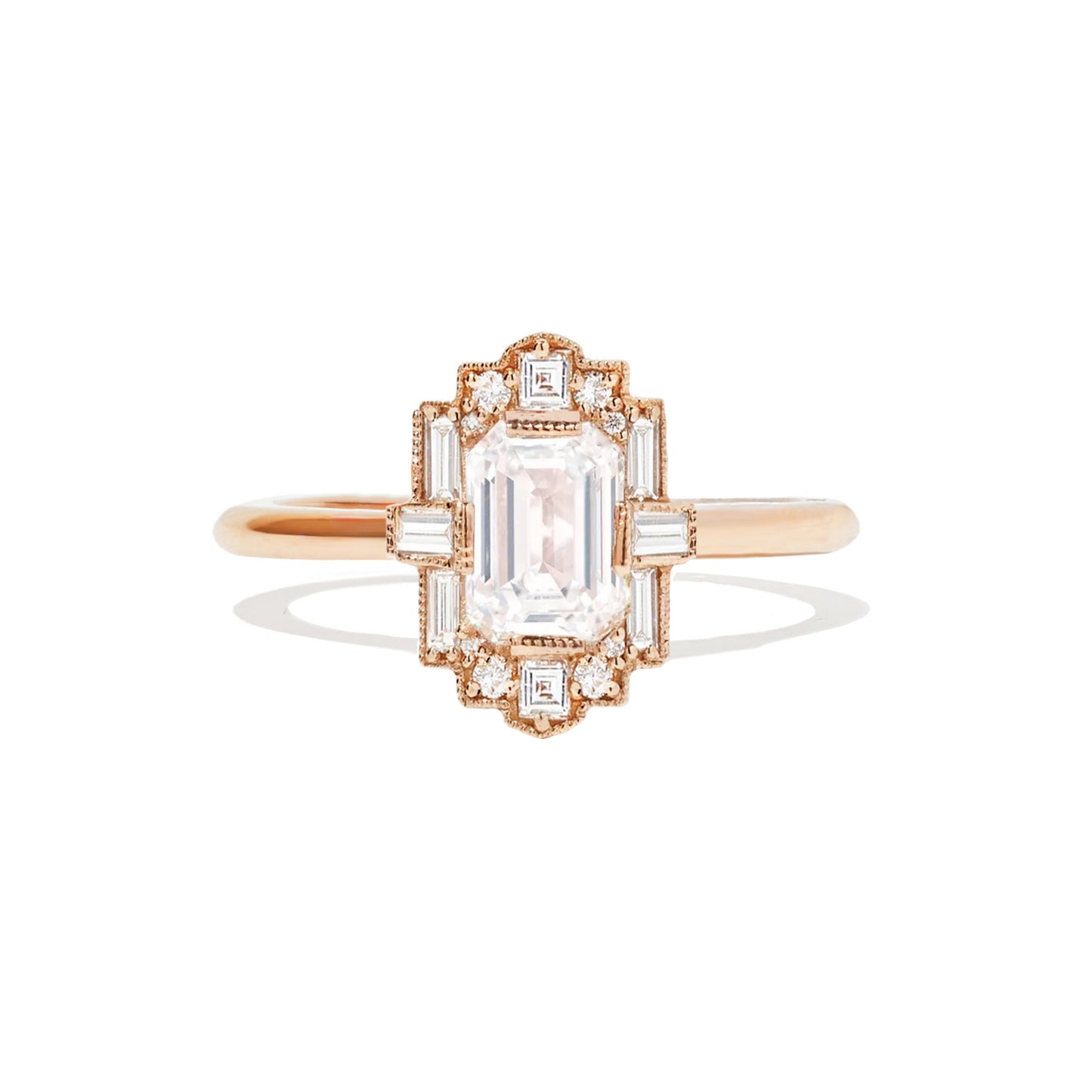 Deco Emerald Cut Diamond Ring