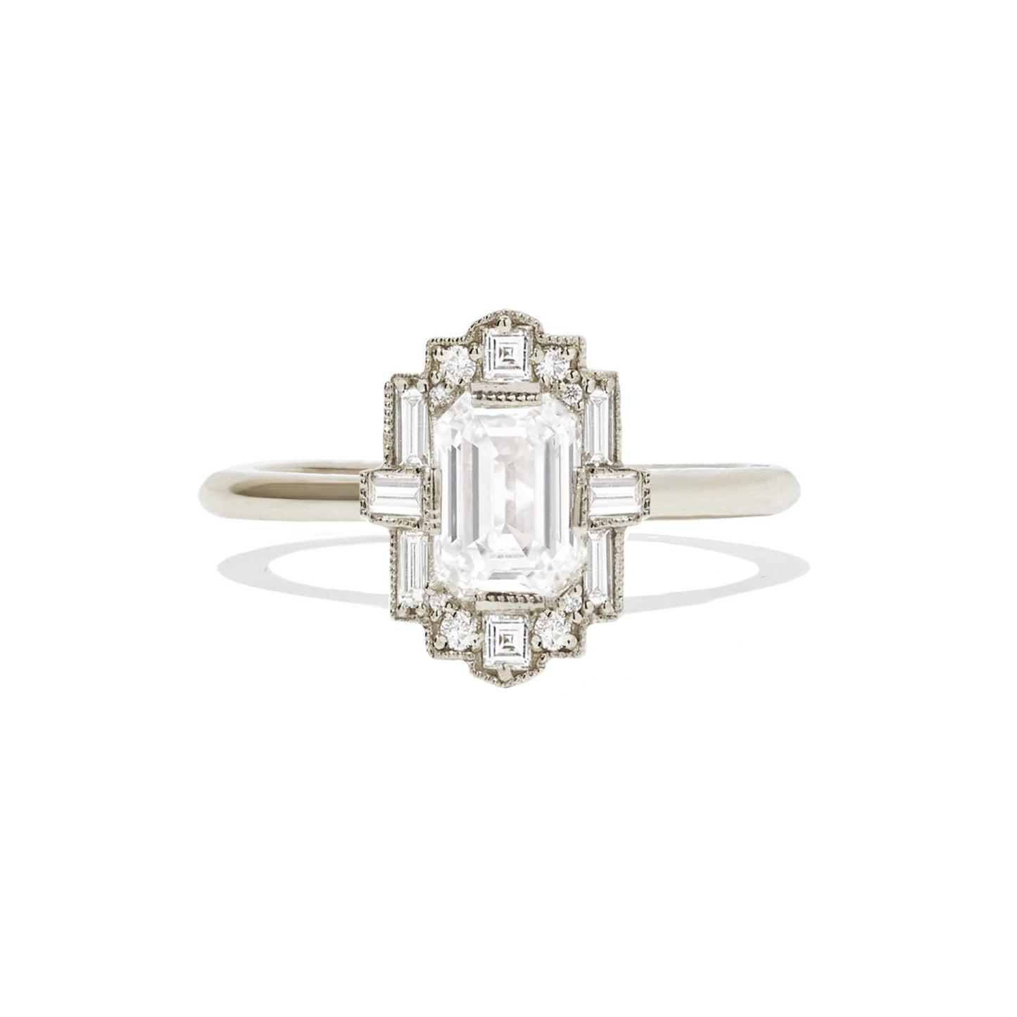 Deco Emerald Cut Diamond Ring