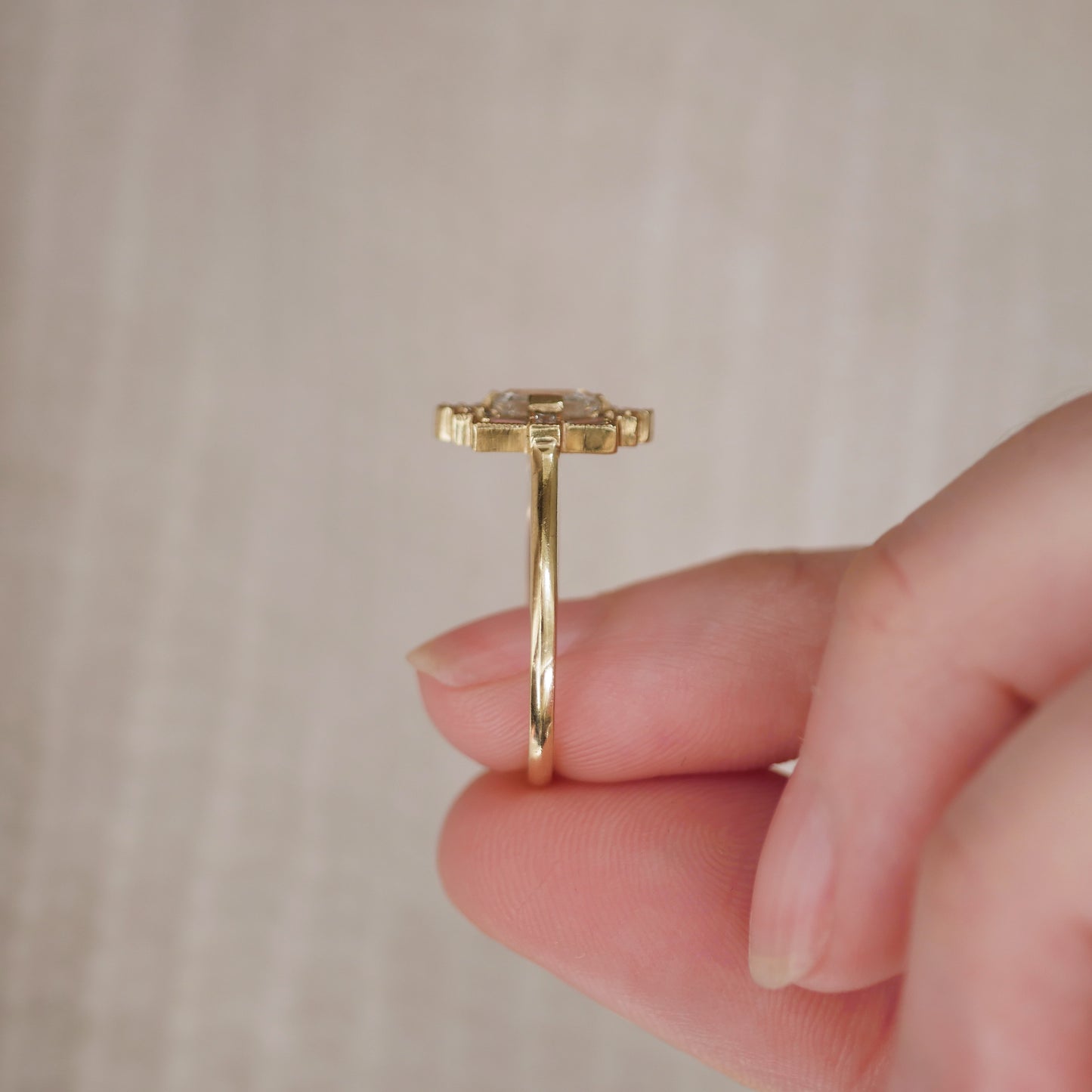 Deco Emerald Cut Diamond Ring