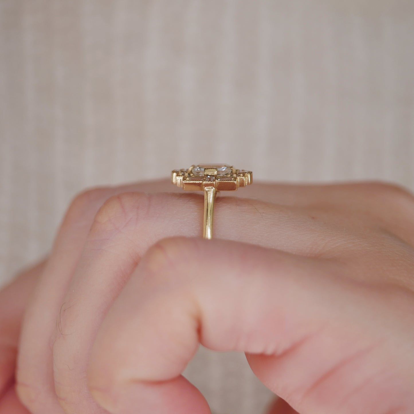 Deco Emerald Cut Diamond Ring
