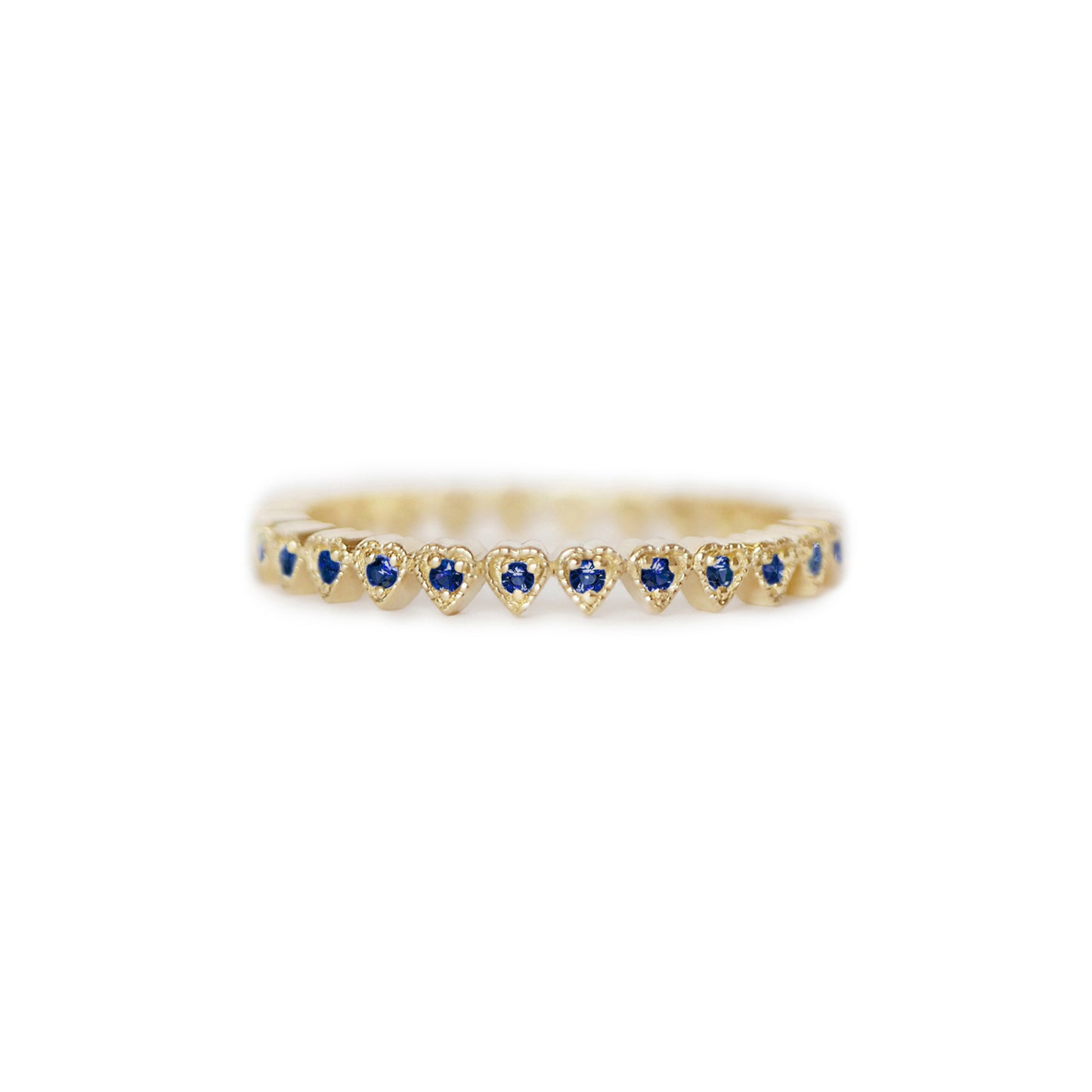Sapphire Deco Notched Heart Eternity Ring
