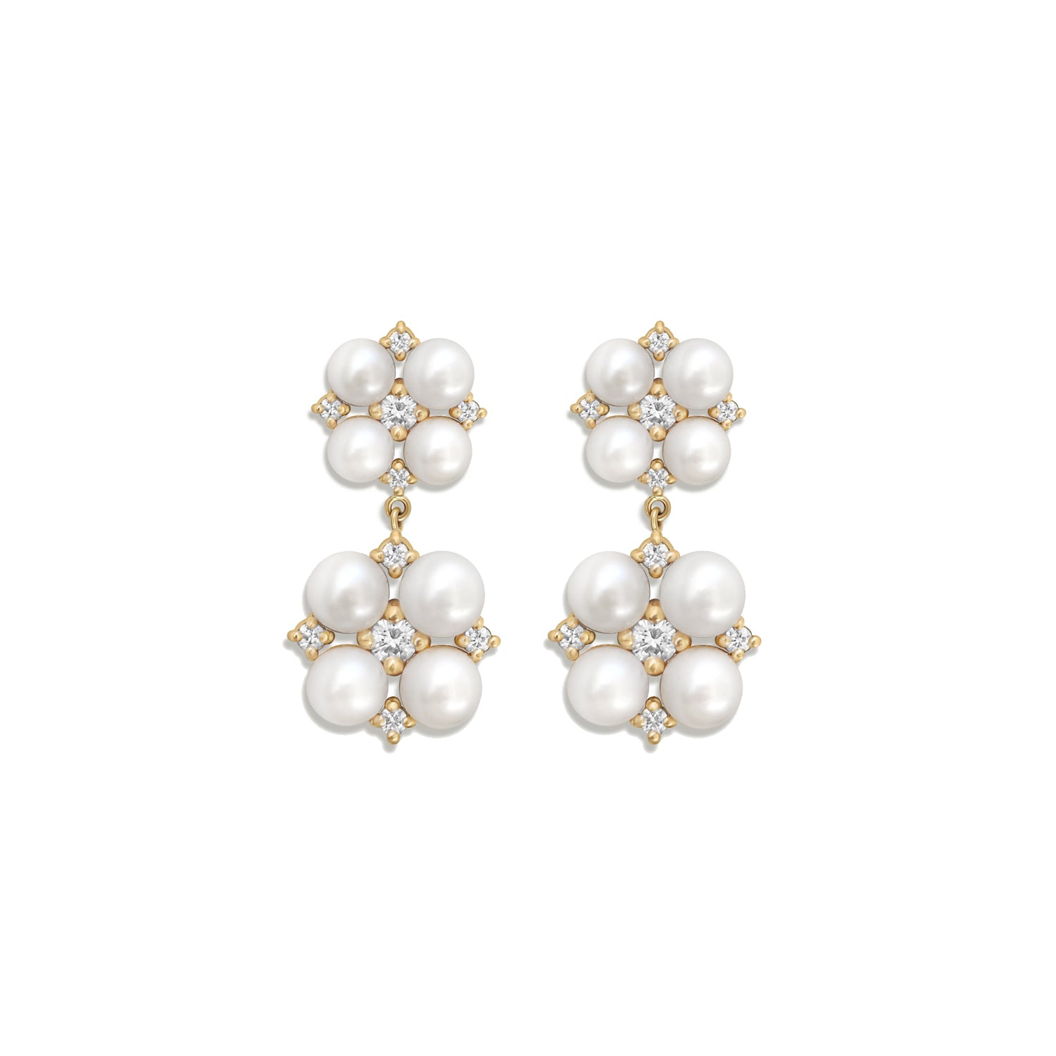 Deco Pearl & Diamond Drop Earrings