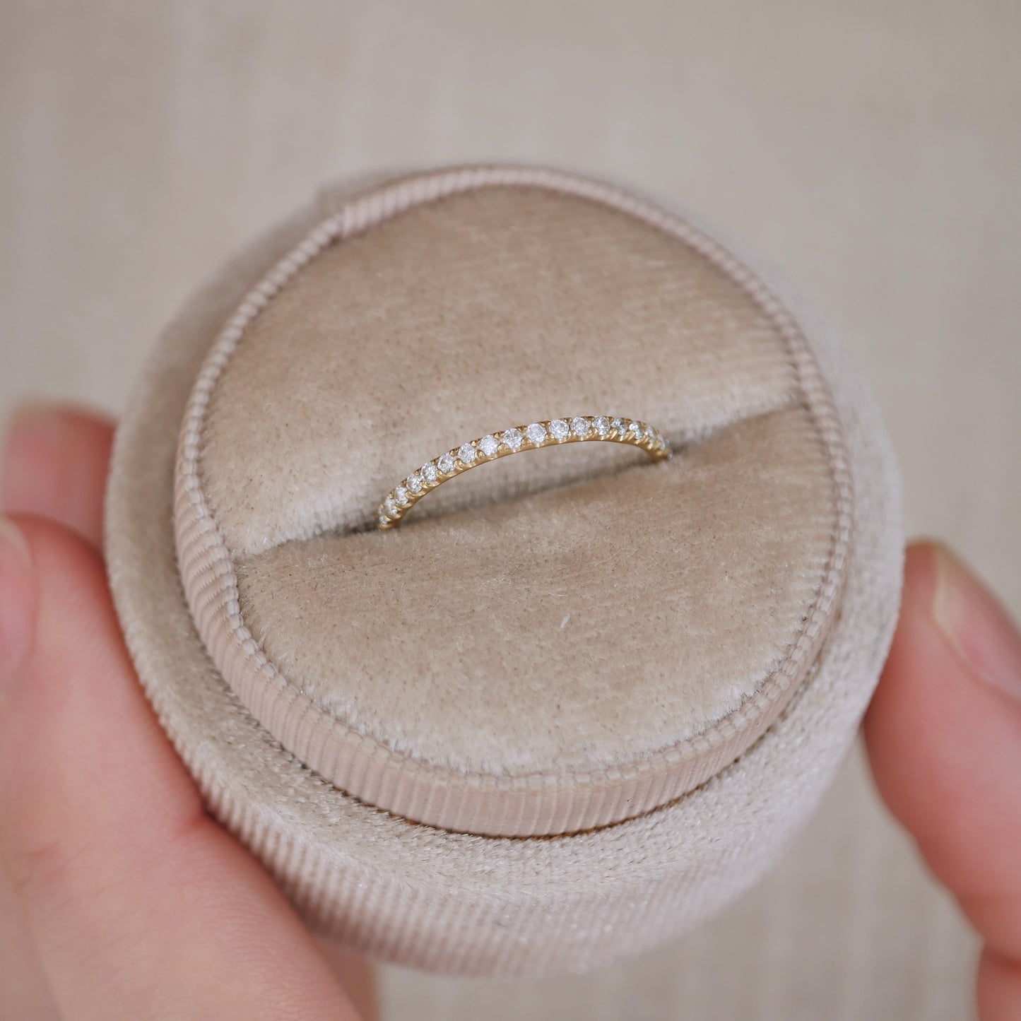 Delicate French Pavé Eternity Diamond Wedding Ring