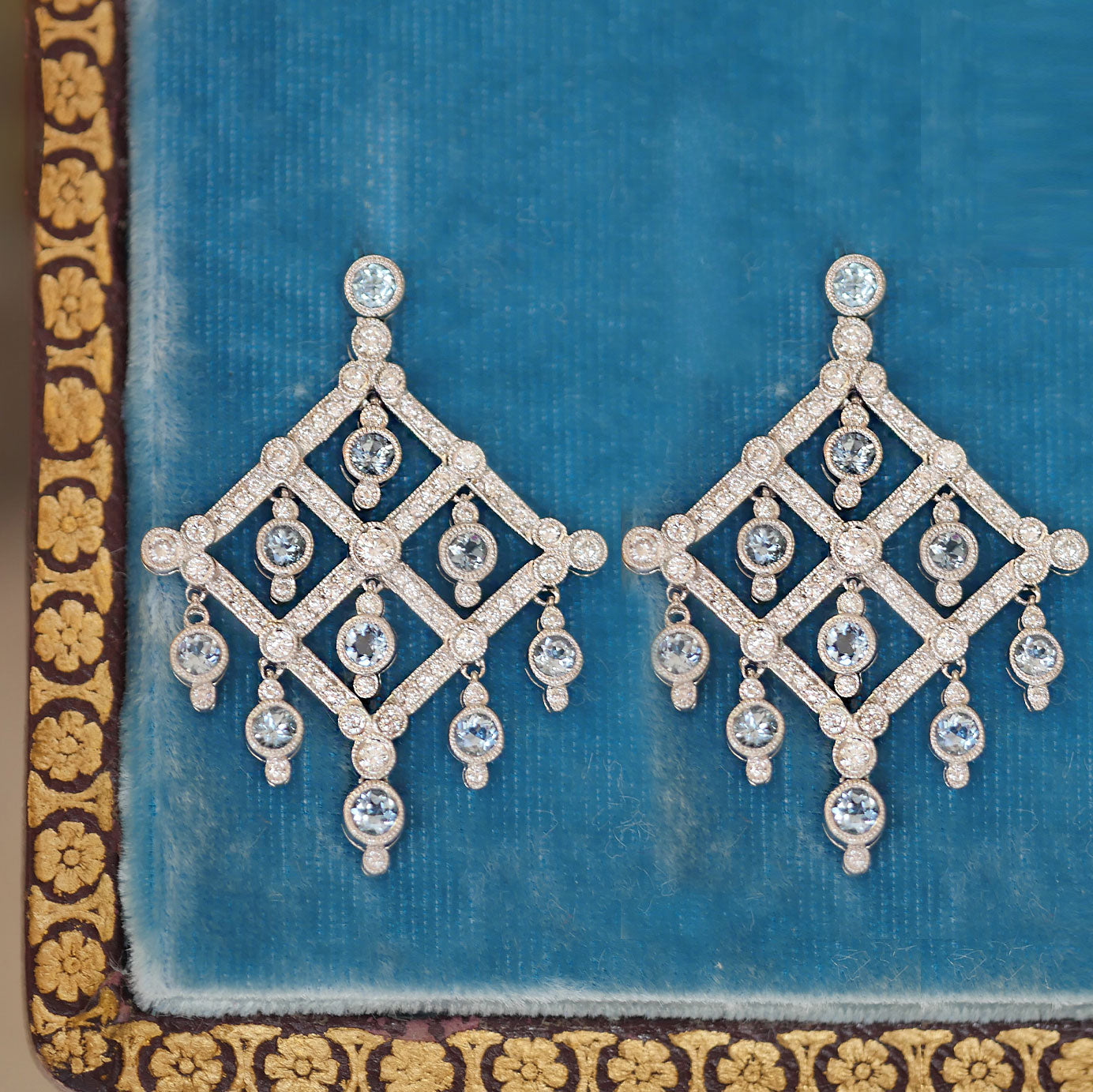 Diamond Aquamarine Drop Earrings