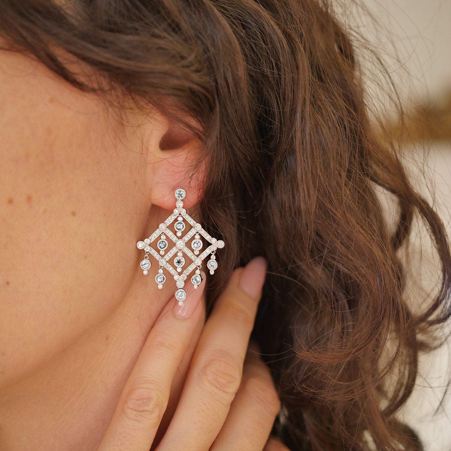 Diamond Aquamarine Drop Earrings
