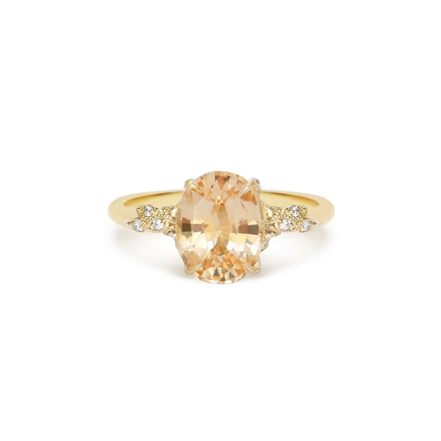 Oval Peach Sapphire Wild Vine Ring
