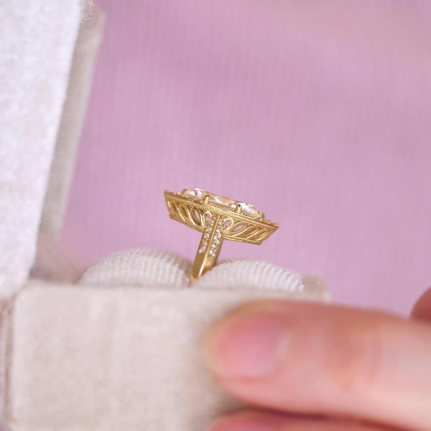Antique Inspired Marquise-Cut Diamond Engagement Ring