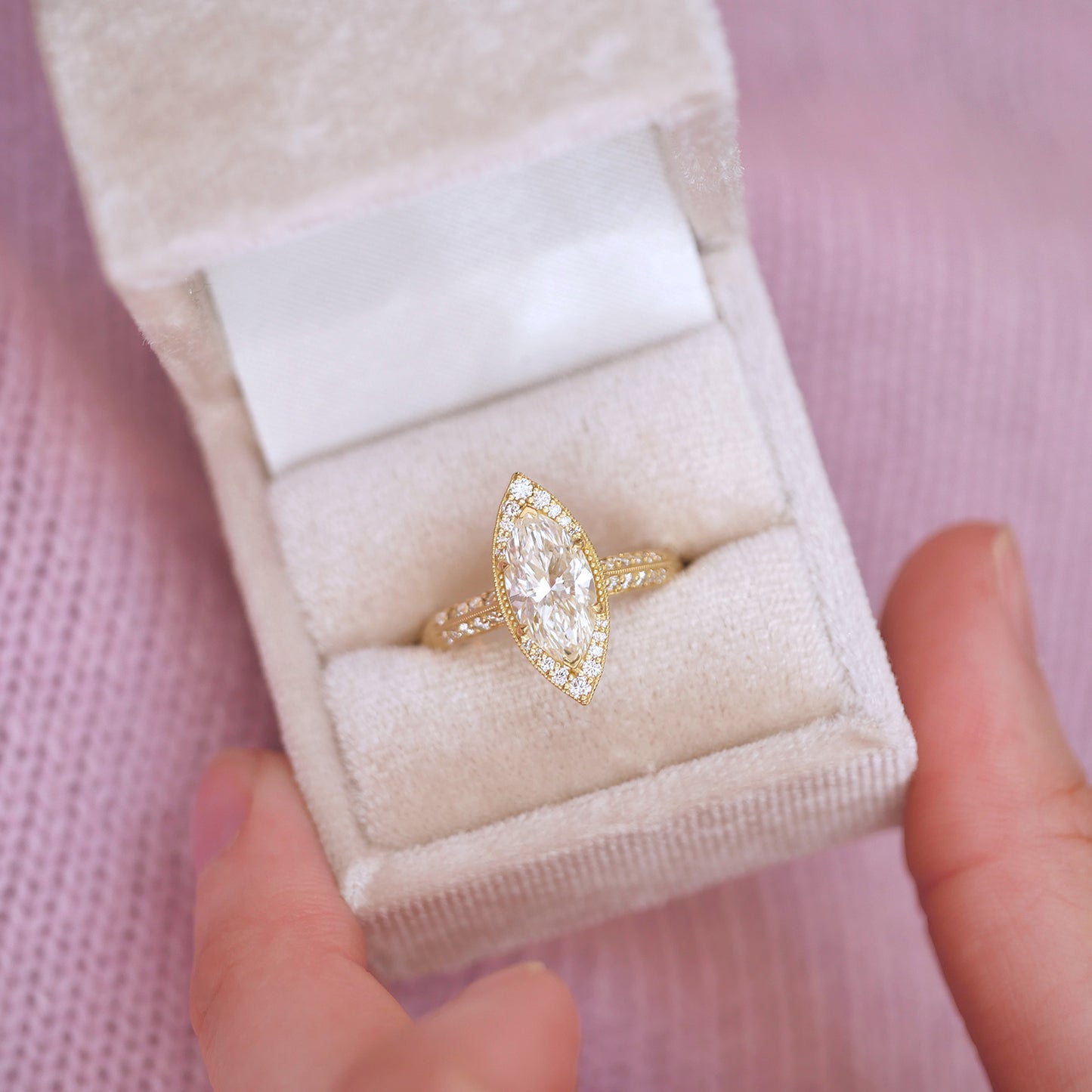 Antique Inspired Marquise-Cut Diamond Engagement Ring